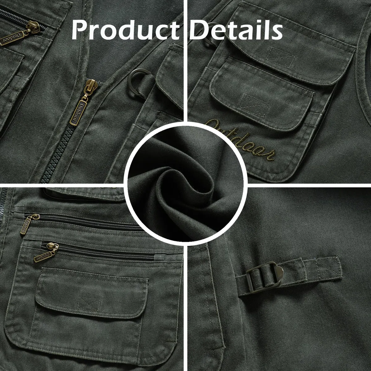 Herren Outdoor Casual Weste mit Vielen Taschen, Herren Sommer Multifunktions Ärmellos Baumwolle Weste Geeignet für Angeln Camping Jagd Fotografie Wandern