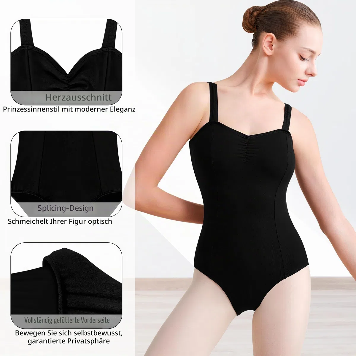 Damen Prinzessin Ballett Trikot Full Front Futter Elegant Ballettanzug Bodysuit Gymnastikanzug Tops Jumpsuit Ballettkleidung