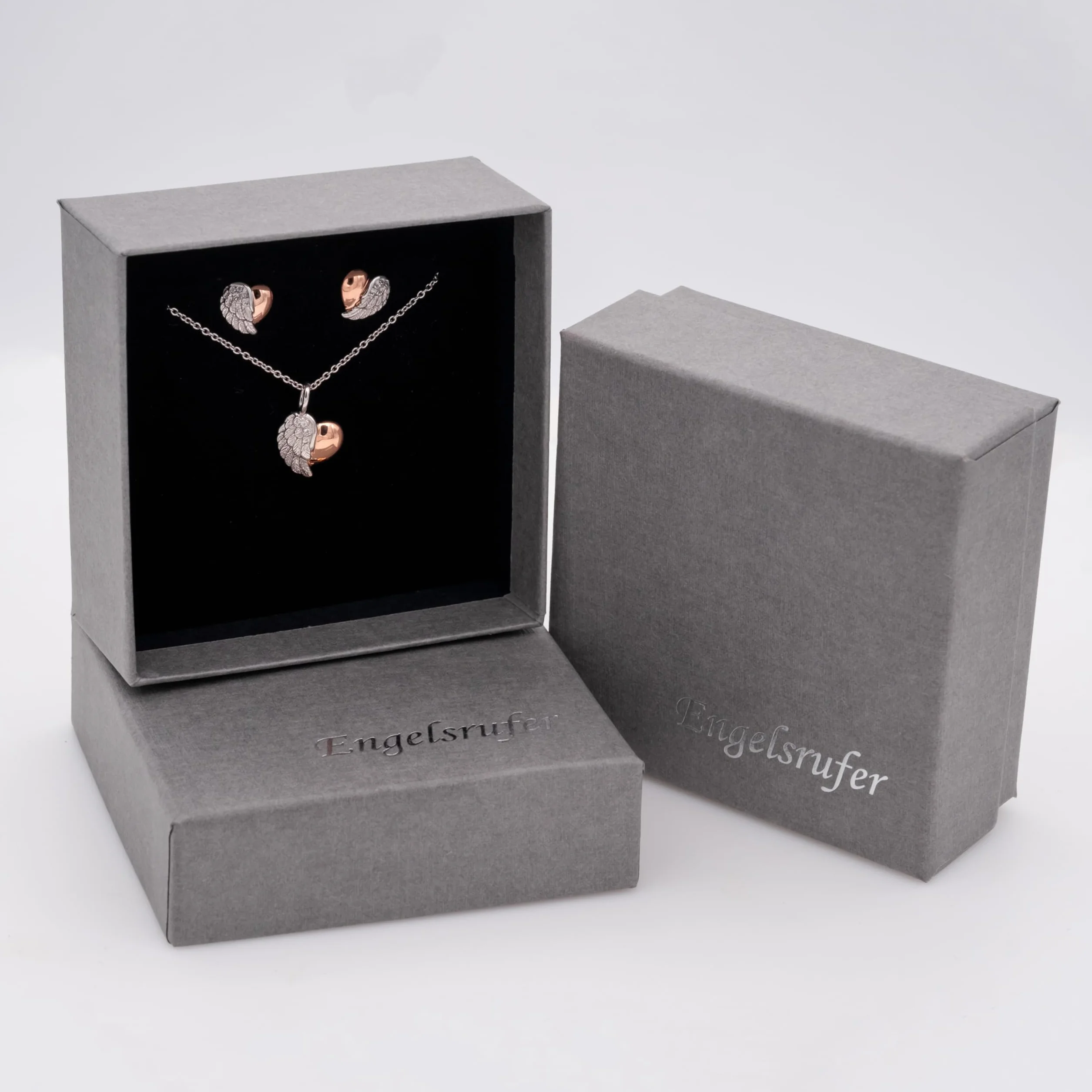 Engelsrufer Damen Charm Anhänger With Love Herz Flügel aus Sterling Silber, Karabinerverschluss, nickelfrei, Allergiker geeignet