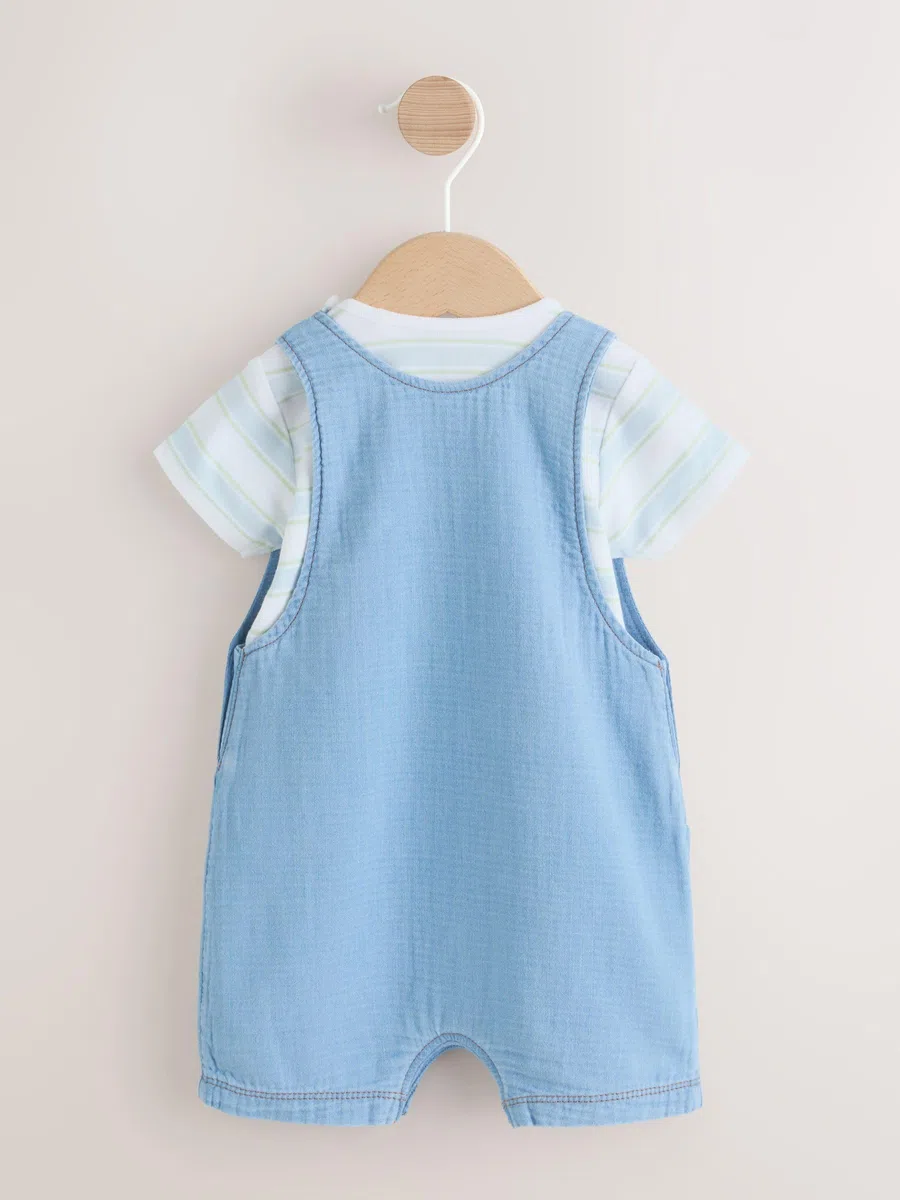 NEXT Baby Jungen Baby Latzhose aus Webmaterial und Bodysuit im Set