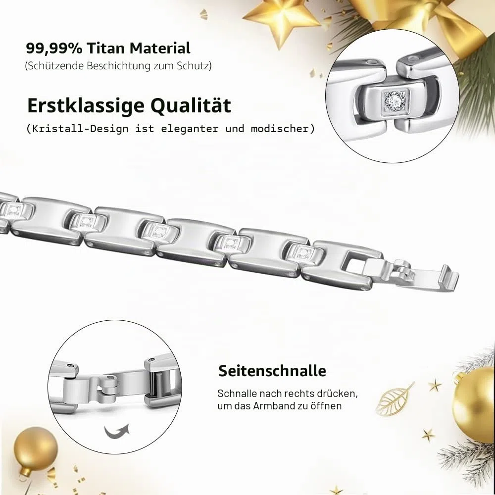JEROOT Titan-Magnetarmband für Damen, verstellbare Größe, 3500 Gauß-Magnete, Zirkonia, Geschenkbox inklusive Silber (3500 Gauss)