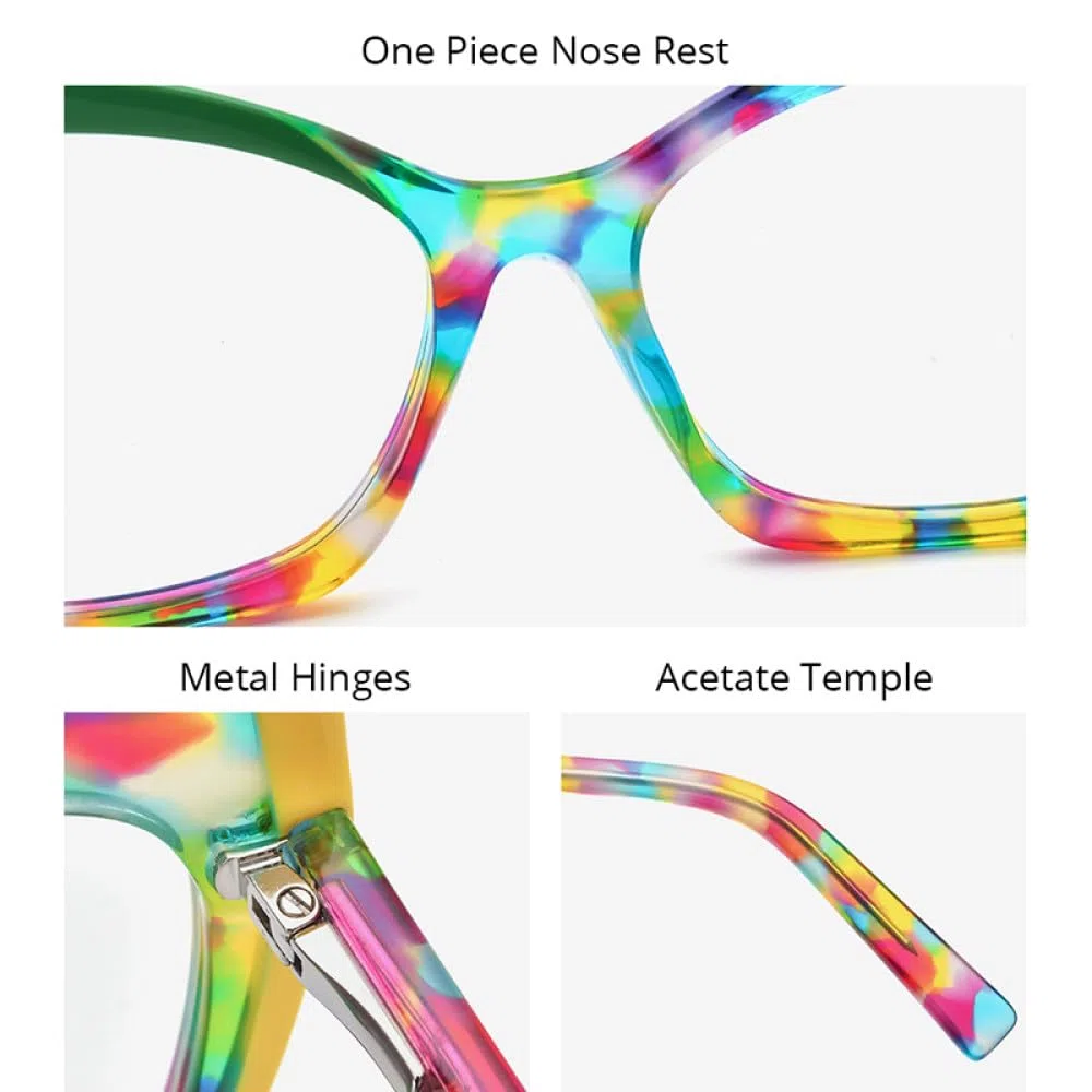 MUTYNE Mehrfarbige Acetat-Brillengestelle für Damen, trendige Cat-Eye-Brillen, Brillen