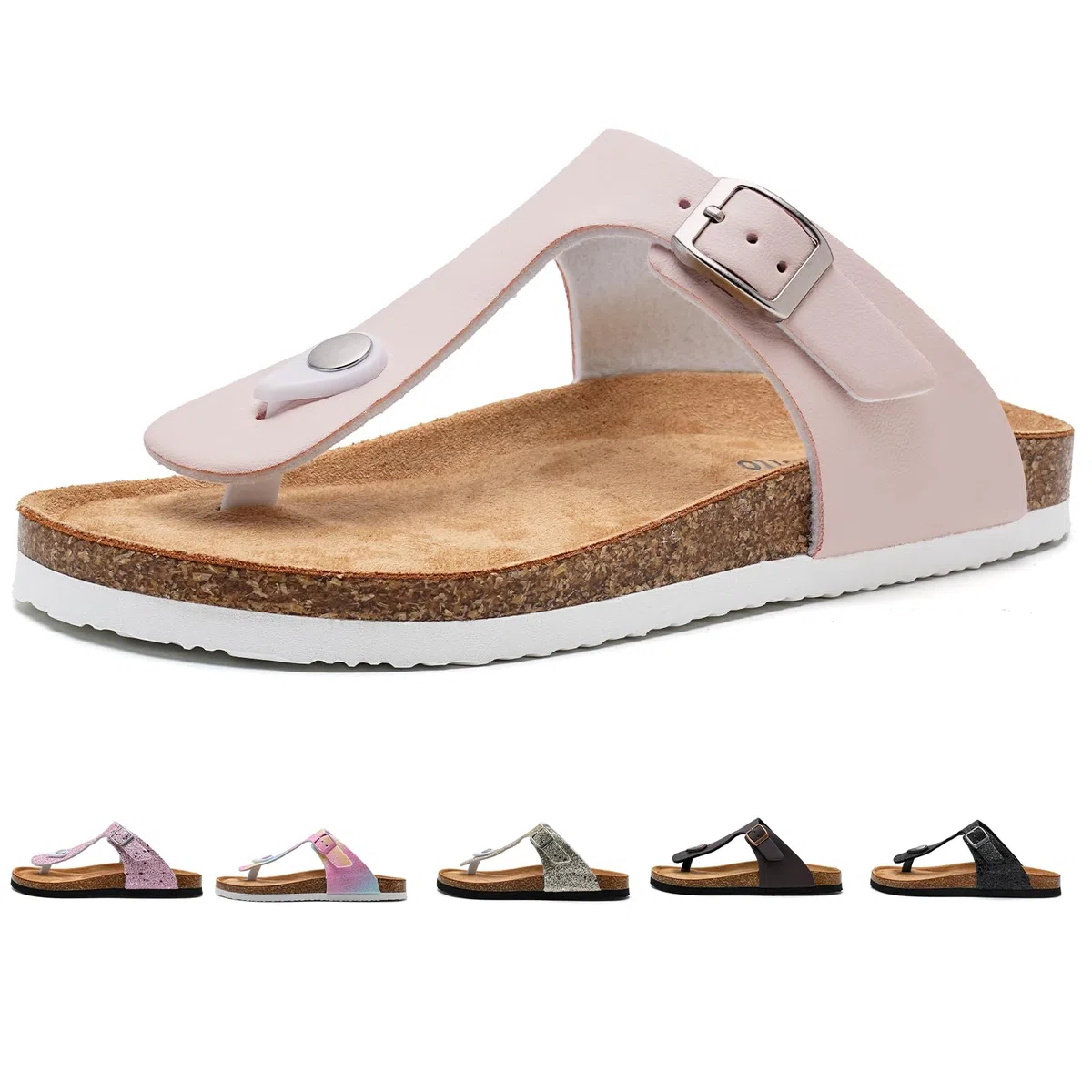 Torotto Zehentrenner Kinder Flip Flops Mit Kork Pantoletten Mädchen Jungen Hausschuhe Riemen Verstellbare Schnalle Rutschfeste Schlappen für Drinnen und Draußen
