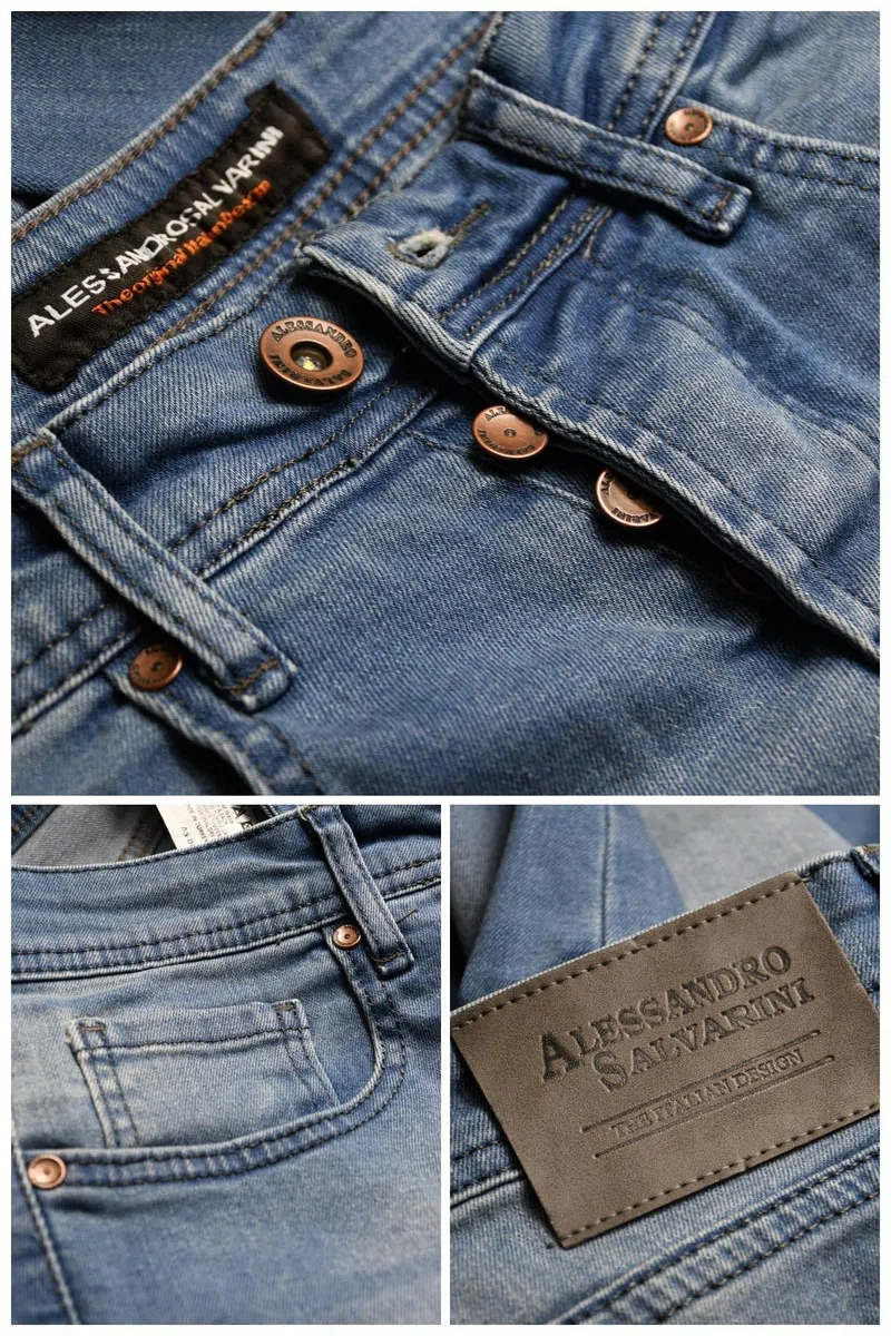 ALESSANDRO SALVARINI Herren Slim Fit Jeans Hose Denim Stretch-Jeans Jeanshose Washed