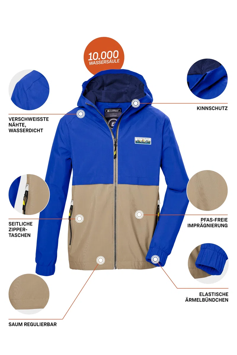 Killtec Jungen Kos 141 Bys Jckt Funktionsjacke ist wasserdicht/Regenjacke mit Kapuze