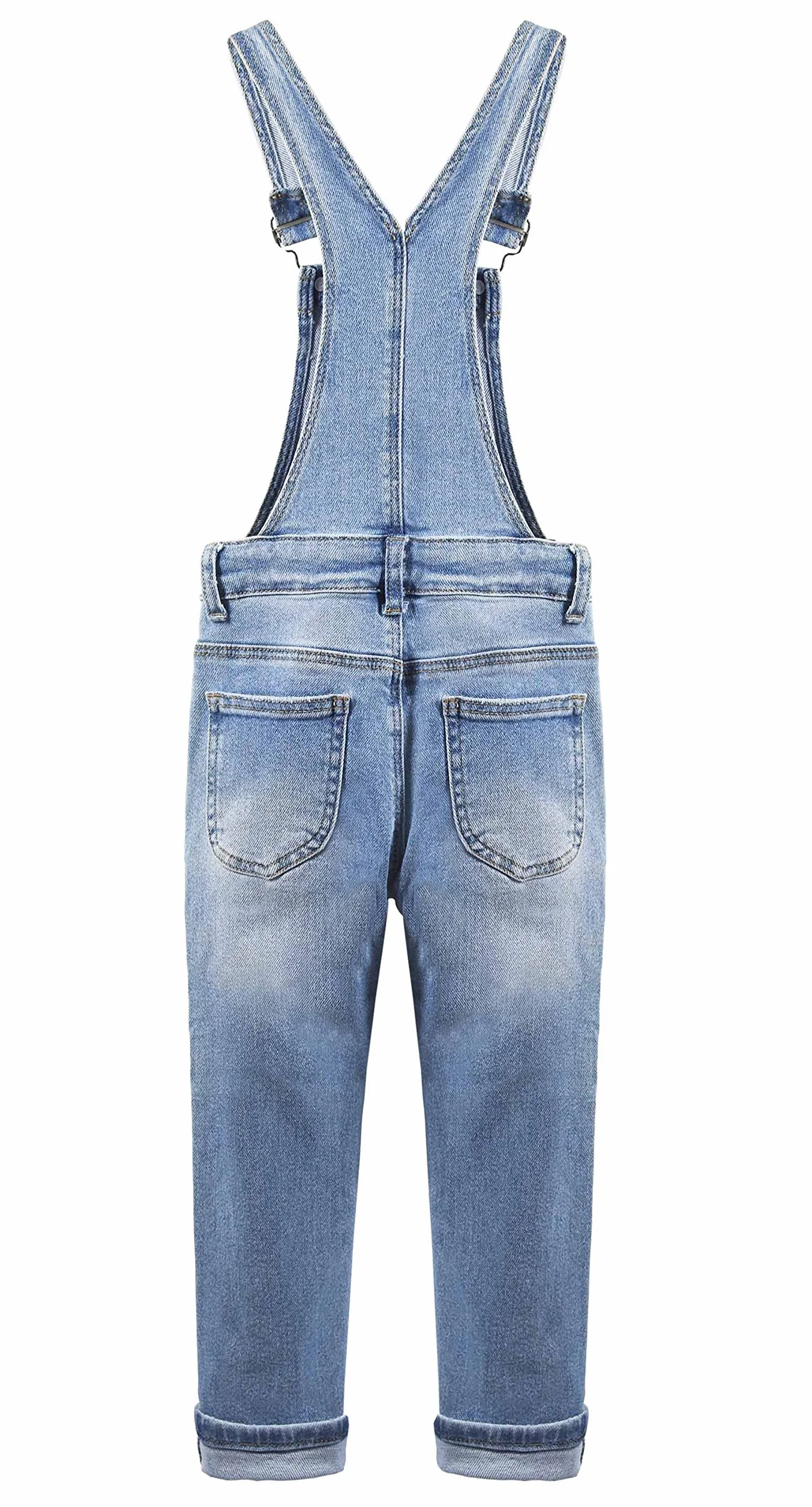 KIDSCOOL SPACE Mädchen-Denim-Latzhose,Little Big Kid Zerrissene Jeans-Arbeitskleidung