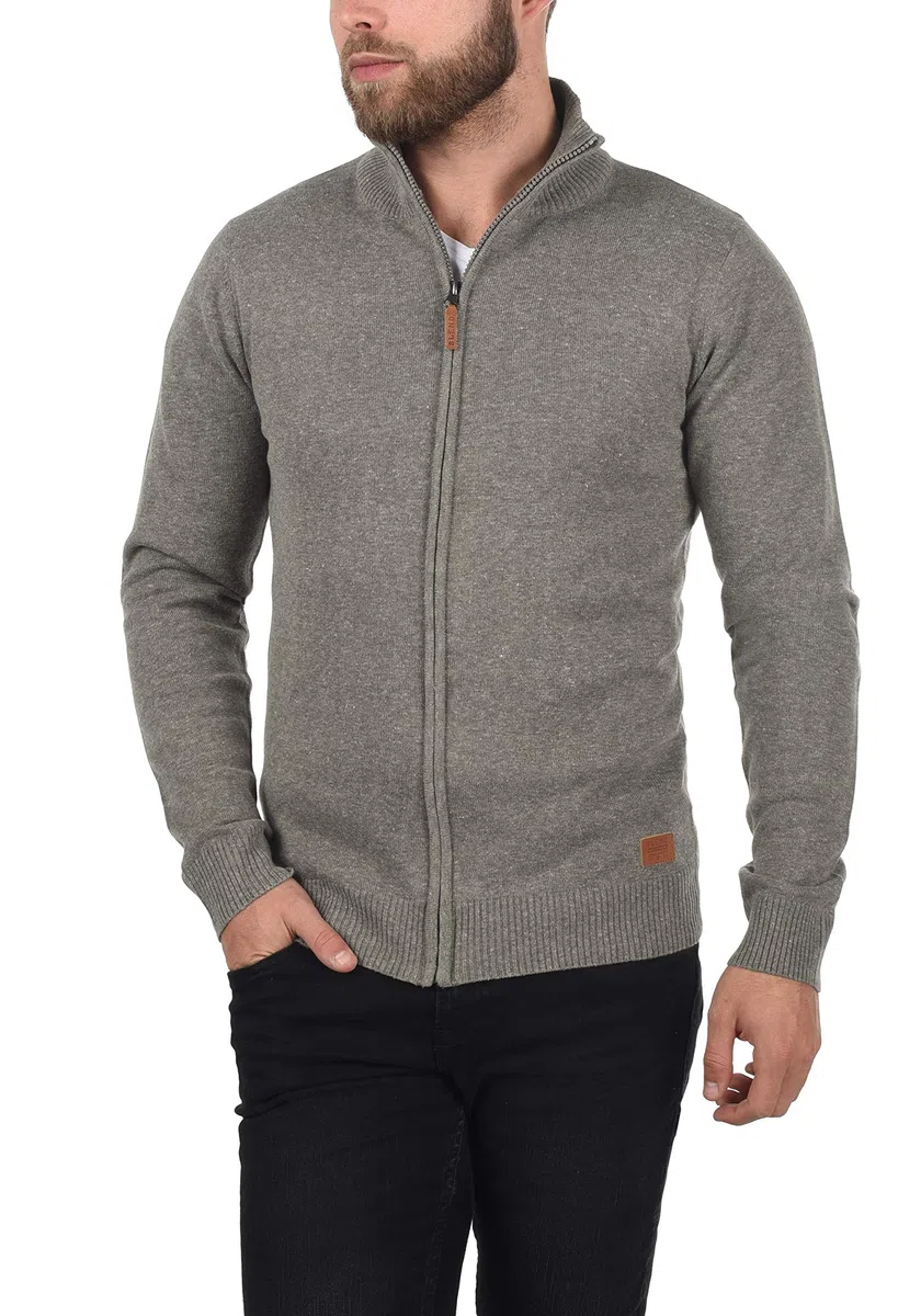 Blend BHNorman Herren Strickjacke Cardigan Feinstrick Pullover mit Stehkragen Reißverschluss Rippbündchen Baumwollmischung Regular fit
