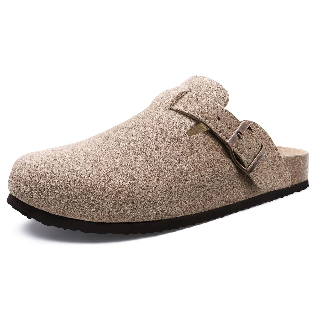 Beslip Wildleder Clog für Damen Weiches Kork Fußbett Leder Pantoletten Komfort Kartoffel Schuhe mit Arch Support, Frauen Größe
