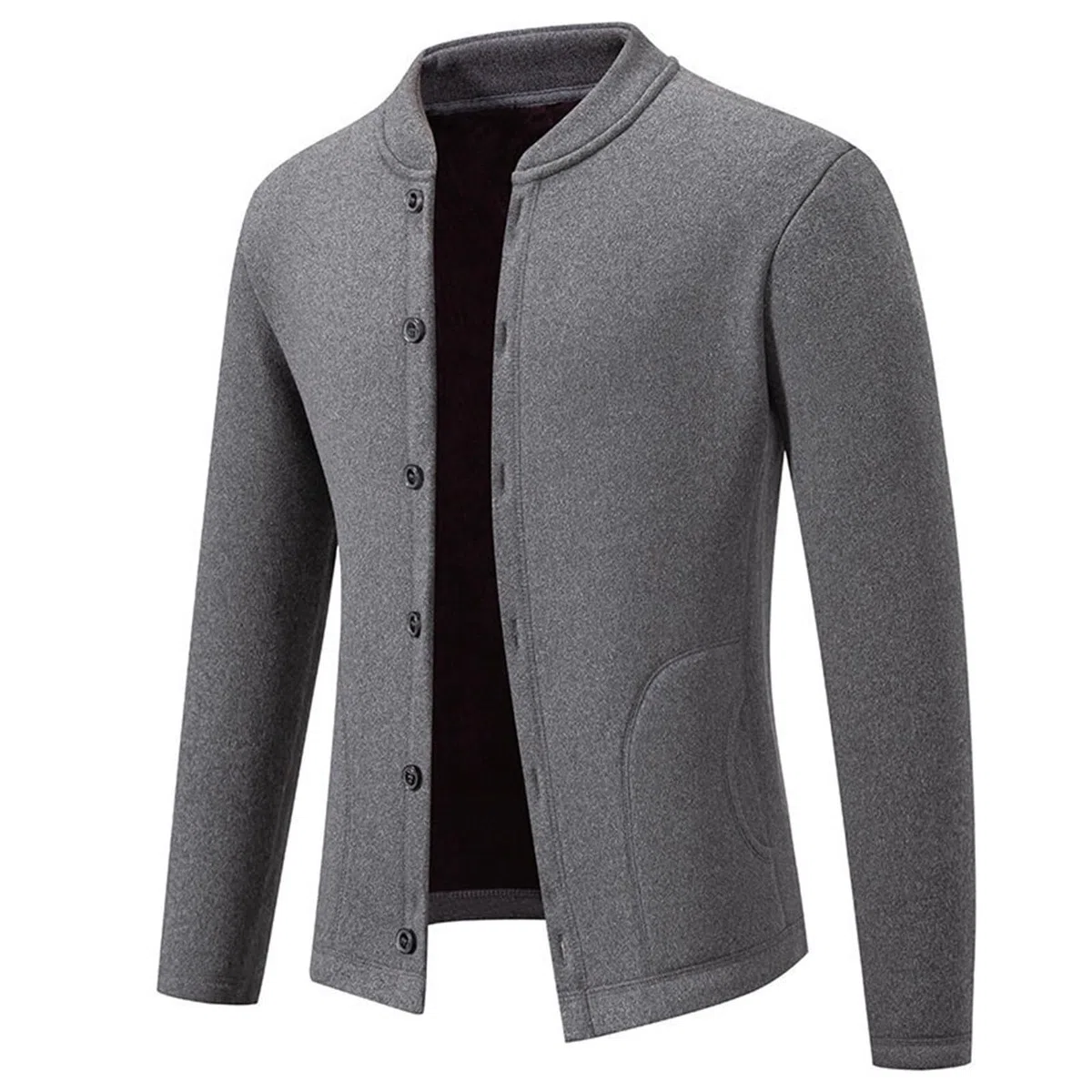 Trachten Janker Herren, Herren Cardigan, Herrenstrickjacke Knopfleiste Strickwaren Hochgeschlossenes Warme Trachtenjanker Dicke Feinstrike Hemd Jacke Solid Basic Jacke Lässig Weiches