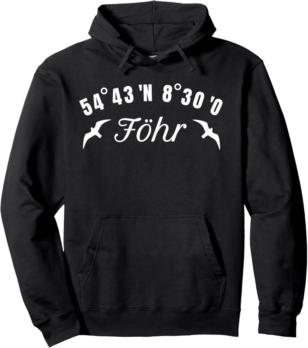 Föhr Koordinaten Möwe Insel Urlaub Geschenk Idee Pullover Hoodie