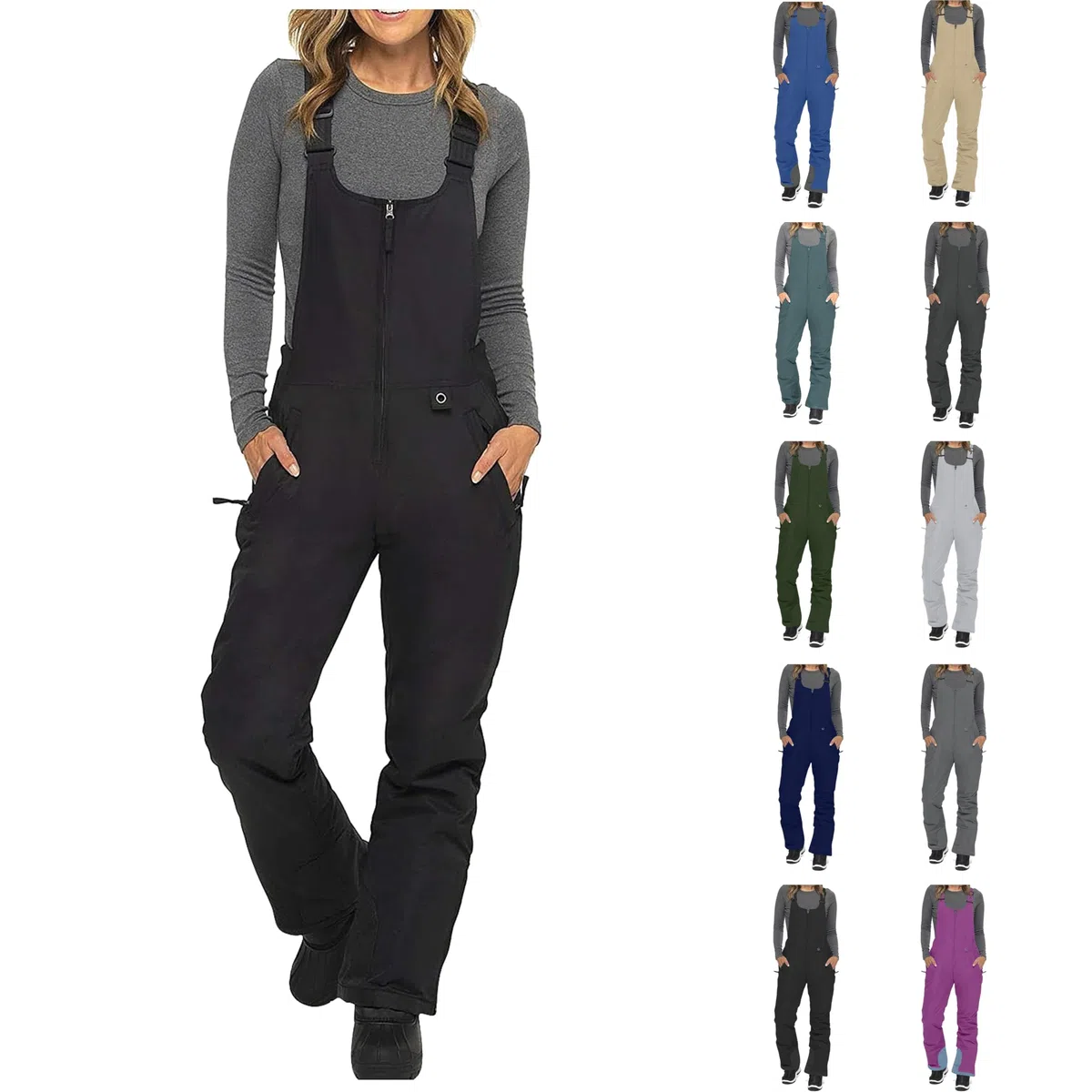 Skihose Damen Wasserdicht Schneehose Winddicht Snowboardhose Ski Hosen Für Frauen Warm Skioverall Hosenträgerhose mit Verstellbarer Leicht Latzhose Mode Softshellhose Overall Skianzug Funktionshose