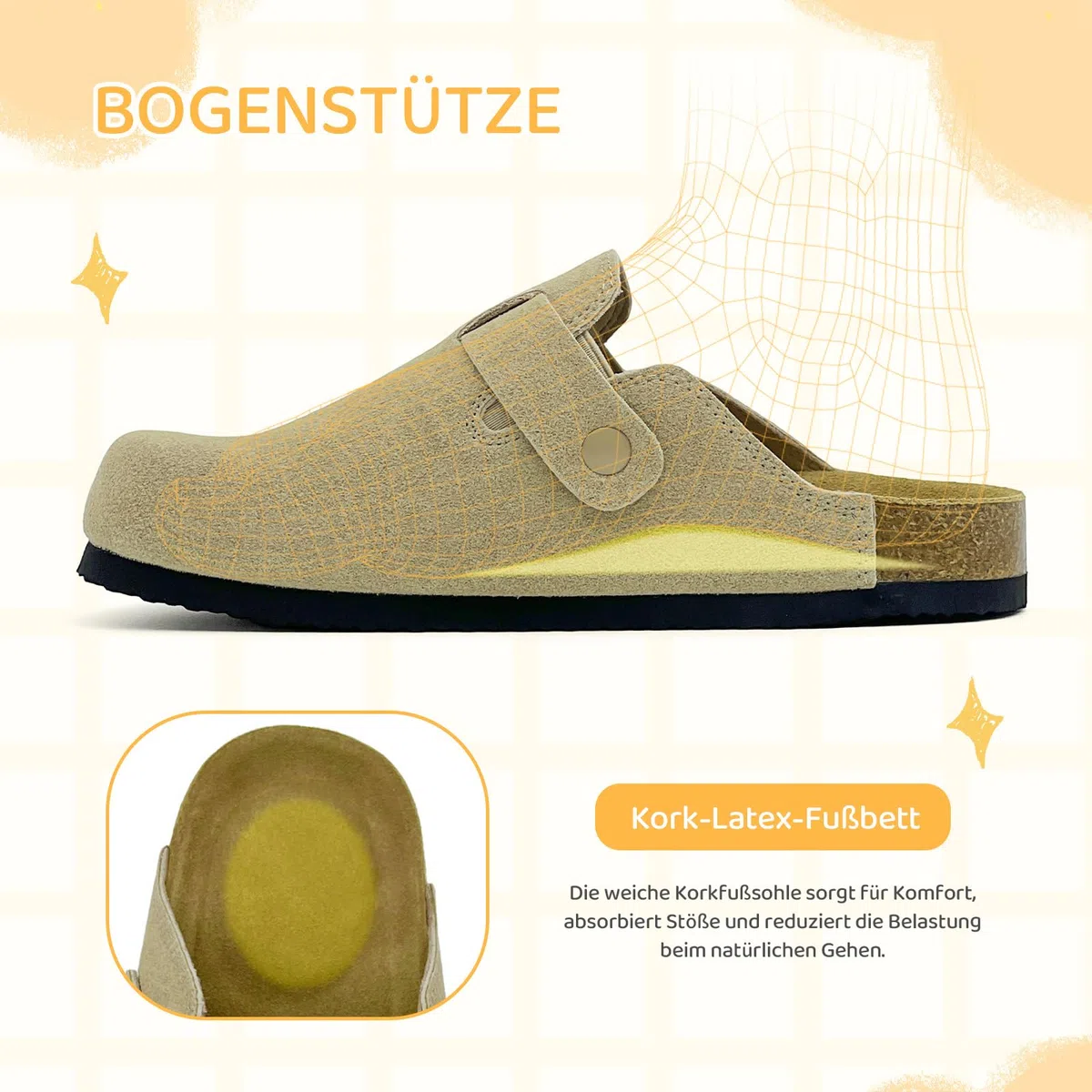 Clogs Kinder Wildleder Kork Fußbett Pantoletten Mädchen Verstellbarer Hausschuhe Jungen Slip-On Kartoffelschuhe Bequeme Gartenschuhe rutschfeste Weiche Latschen