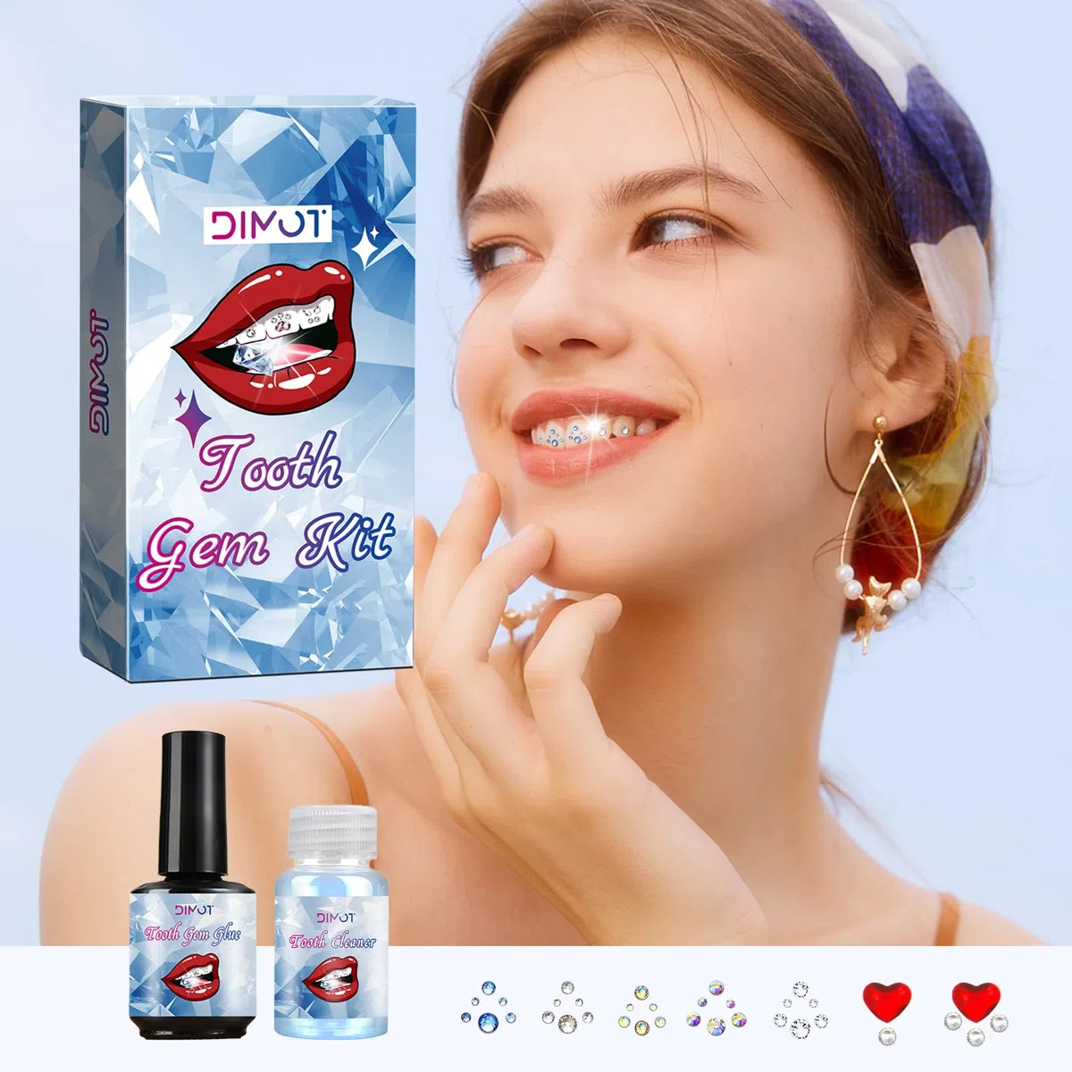 Zahnschmuck Set – DIY Dental Jewelry Set, Tooth Gem kit mit 150 Kristalle Für Party Daliy Leben (Serie F)