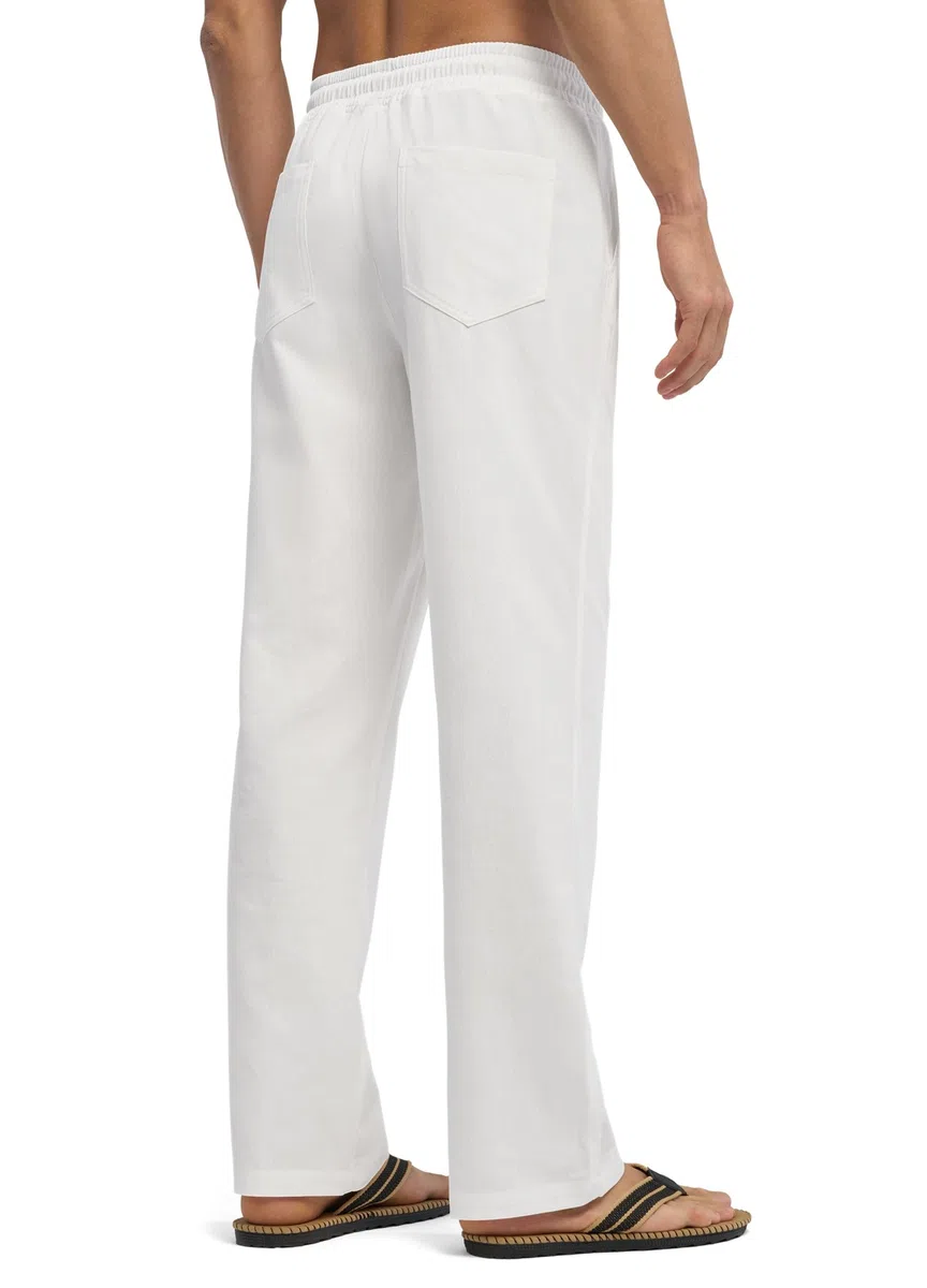 WILLIT Leinenhose Herren Lang Baumwolle Yogahose Leicht Sommerhose Stoffhose Männer Freizeithose Jogginghose mit Taschen für Yoga Alltag Urlaub Strand 28" 30"