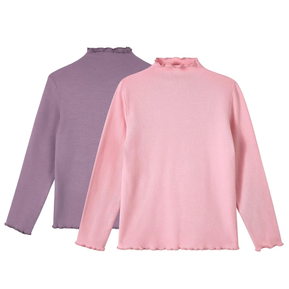 Miipat Mädchen Langarmshirt 2er-Pack Rollkragen Basic Oberteile Langarm Shirts Slim Fit Unterhemd Wärmend Tops für Kinder(2-7Jahre)