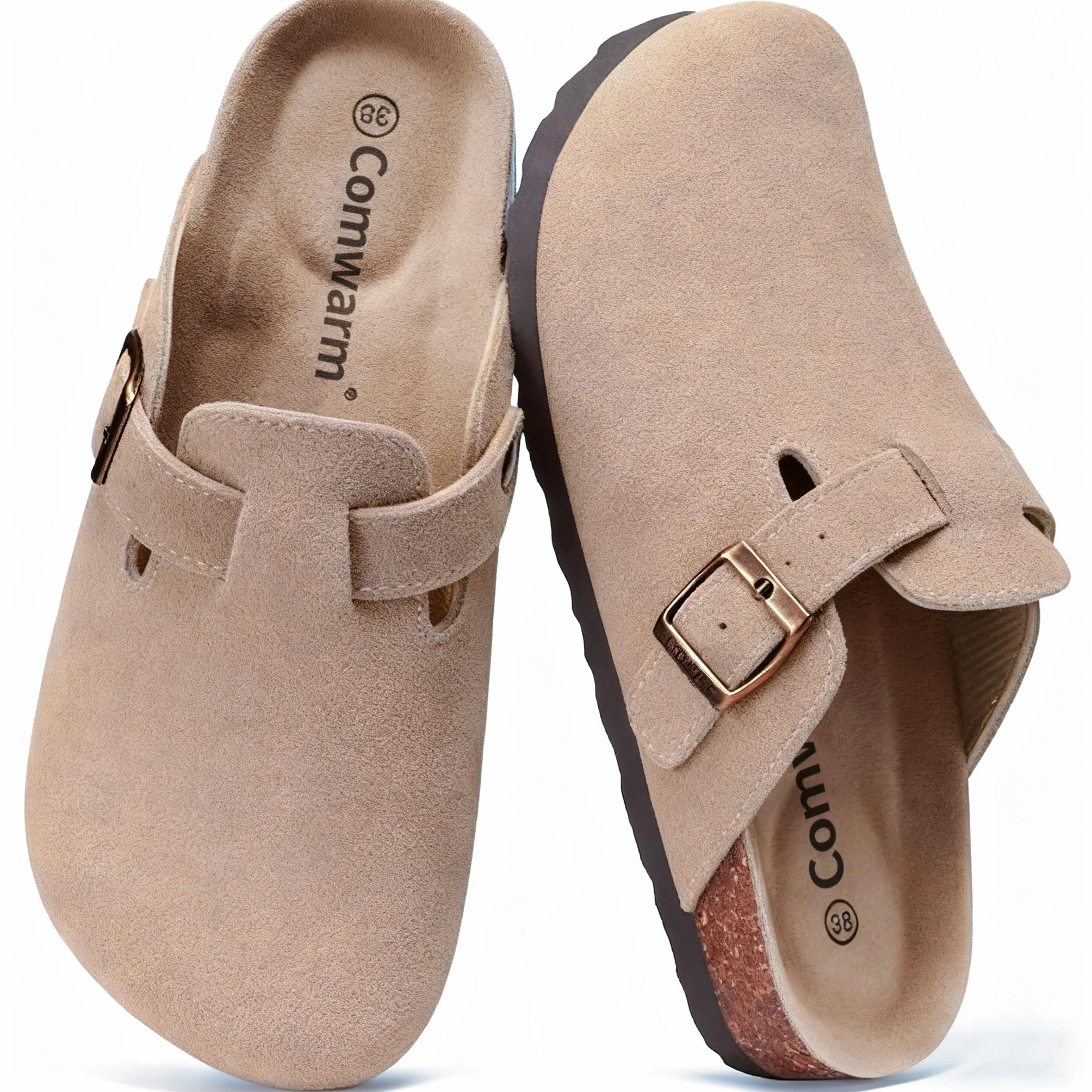 Comwarm Unisex Clogs Wildleder für Frauen aus Leder rutschfest Pantoletten mit Premium Fußbett…