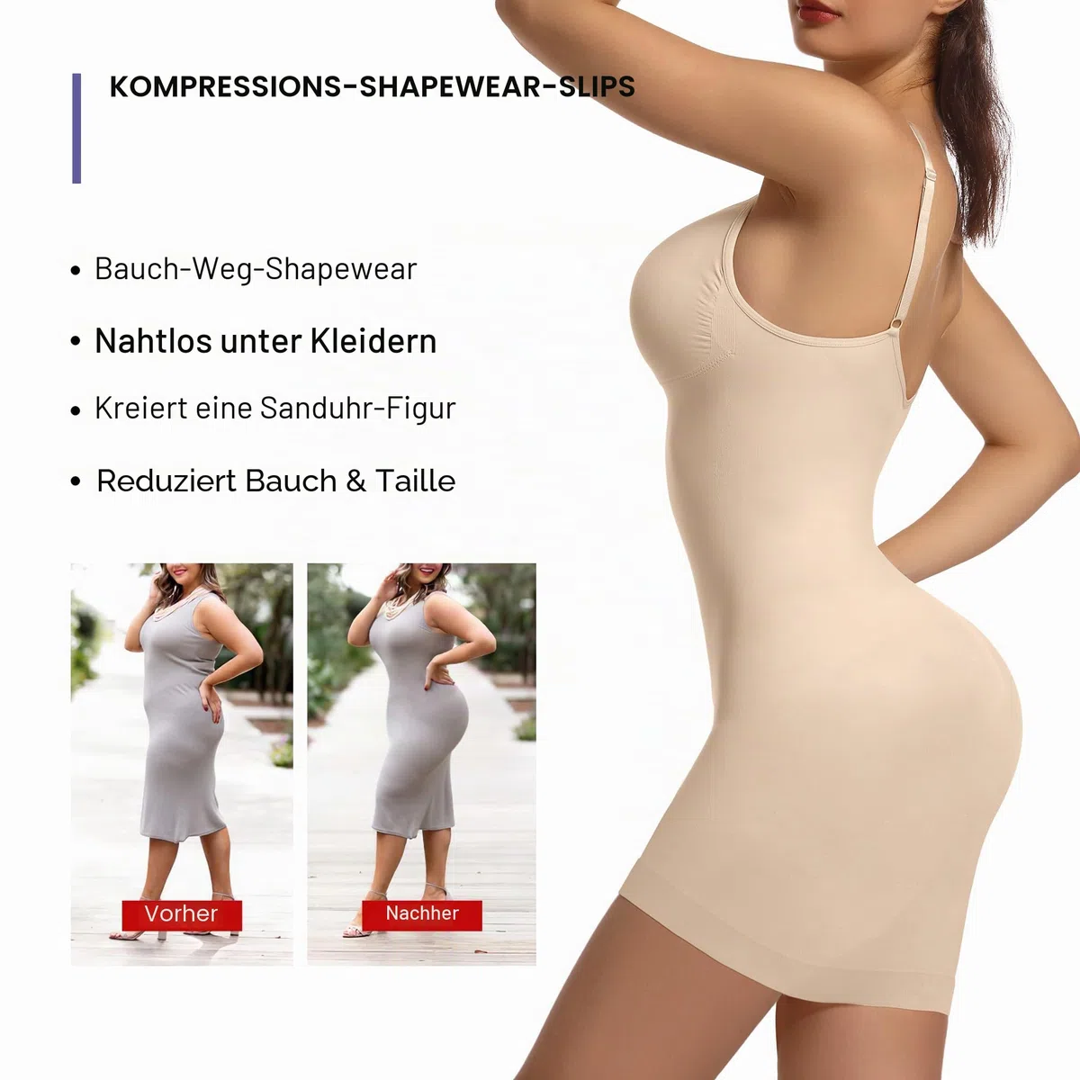 SHAPERX Miederkleider Shapewear Slips Damen Bauchweg Formender Bodys Shaper Unter dem Kleid
