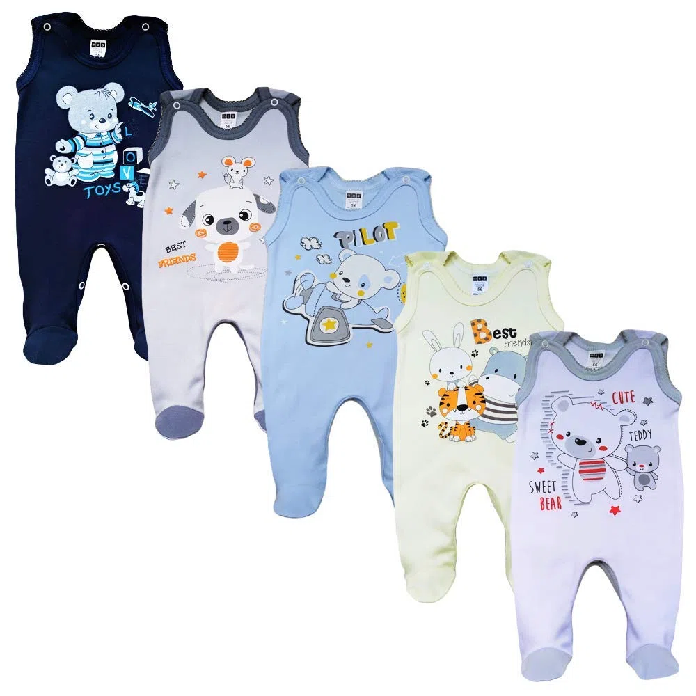 MEA BABY Unisex Baby Strampler mit Aufdruck aus 100% Baumwolle im 5er Pack. Baby Strampler für Mädchen Baby Strampler für Jungen