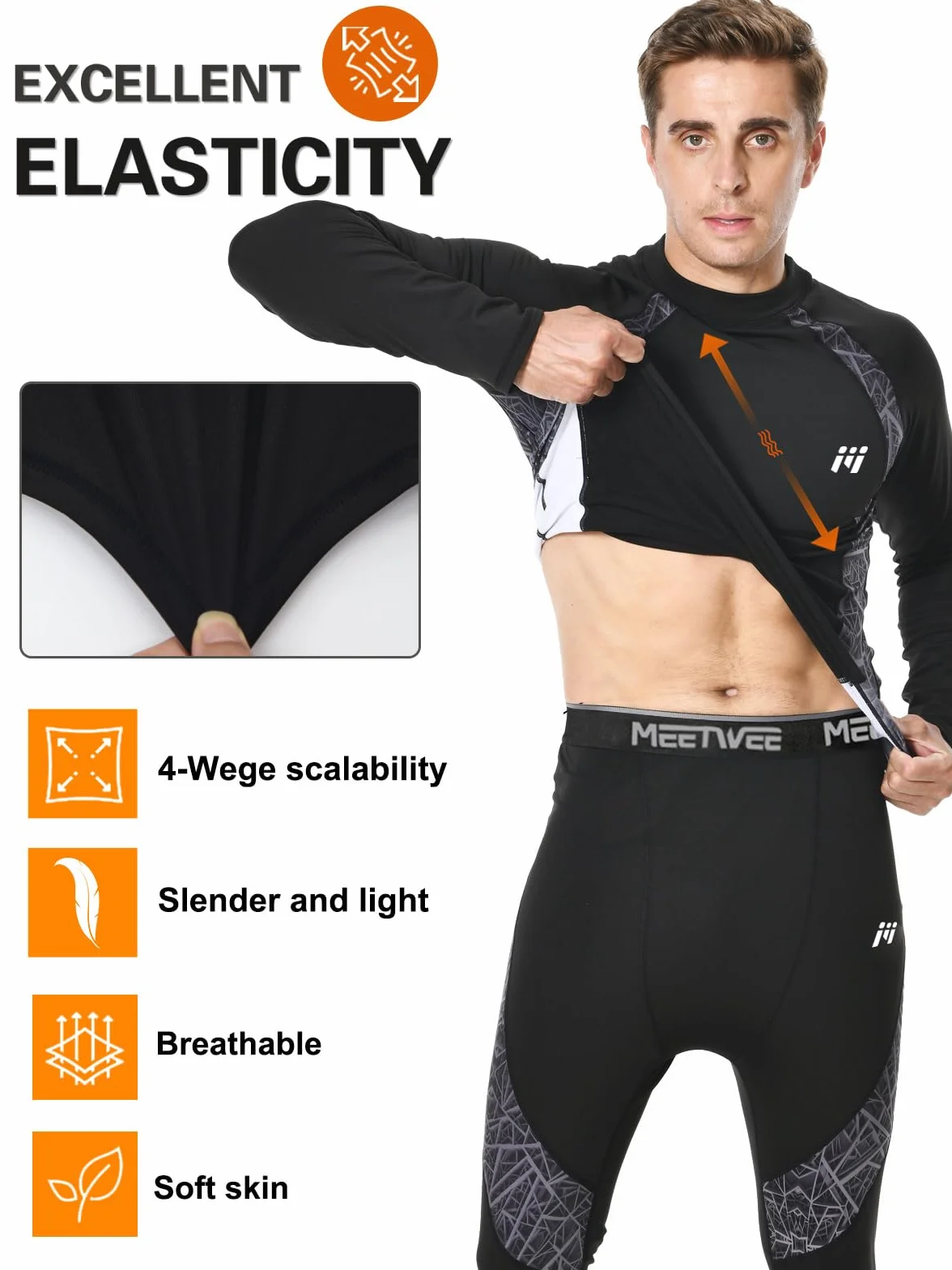 Herren Thermounterwäsche Herren Funktionsunterwäsche Atmungsaktiv Thermo Unterwäsche Baselayer-Set