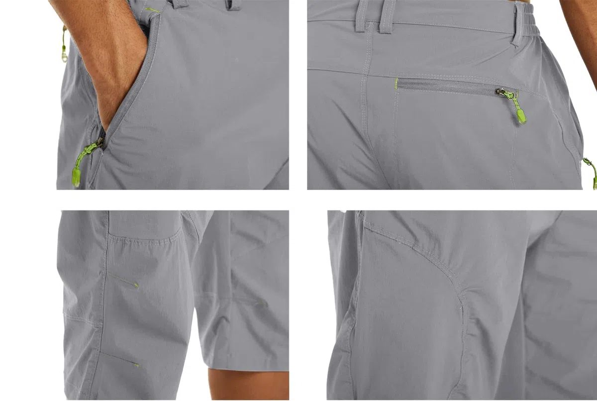 KEFITEVD Herren 3/4 Outdoor Hose Schnelltrocknend Viele Taschen Wanderhose Stretch Capri Radhose Leicht Atmungsaktiv Sommer Shorts