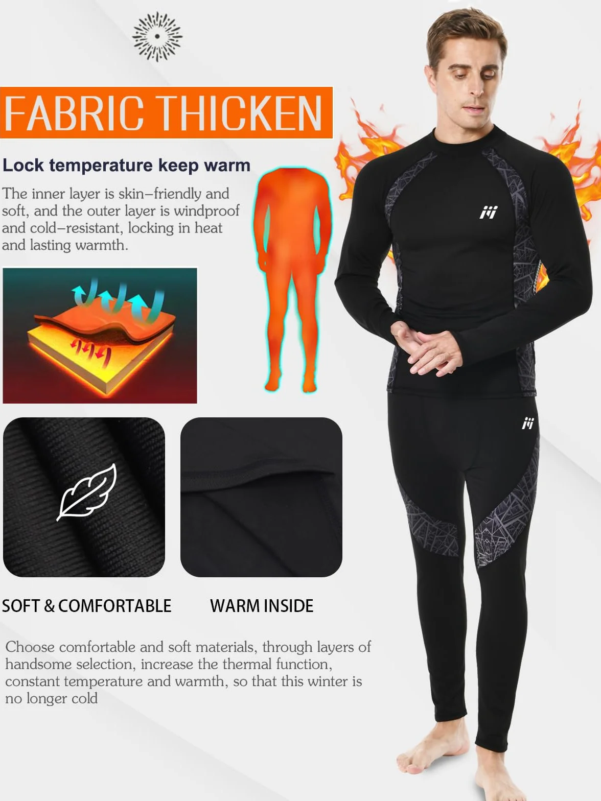 Herren Thermounterwäsche Herren Funktionsunterwäsche Atmungsaktiv Thermo Unterwäsche Baselayer-Set