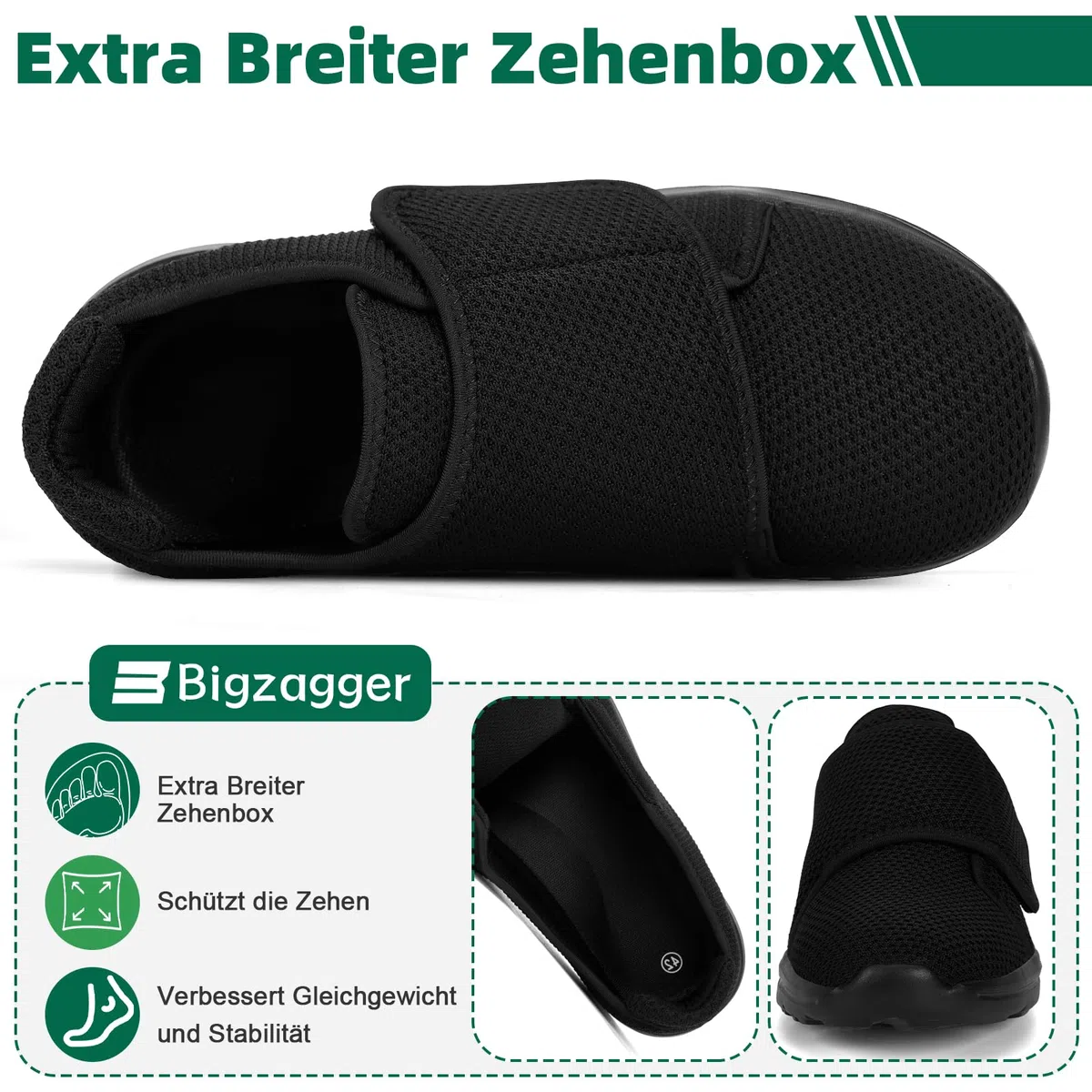 Diabetiker Schuhe Herren Damen Extra Weit mit Klettverschluss Ultraleicht Orthopädische Schuhe mit Memory Foam Sohle Atmungsaktiv Gesundheits schuhe für Geschwollene Füße