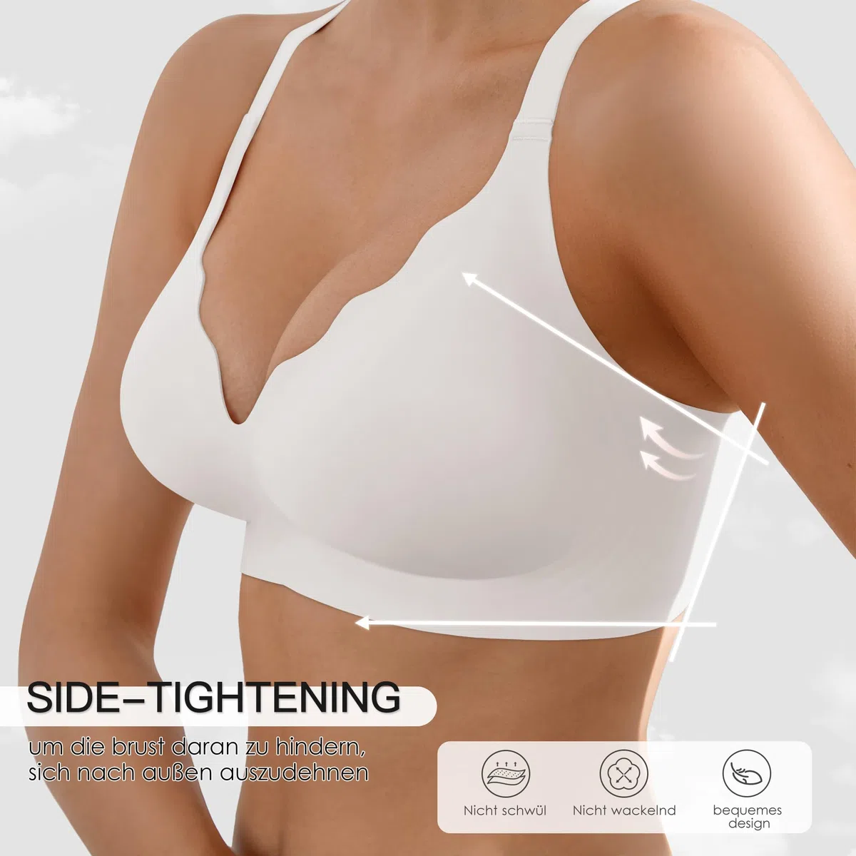 DEANGELMON BH Damen ohne Bügel Starker Halt Seamless Bügelloser BHS Bequem Komfort Push up Jelly BH Nahtloser Tshirt Bra