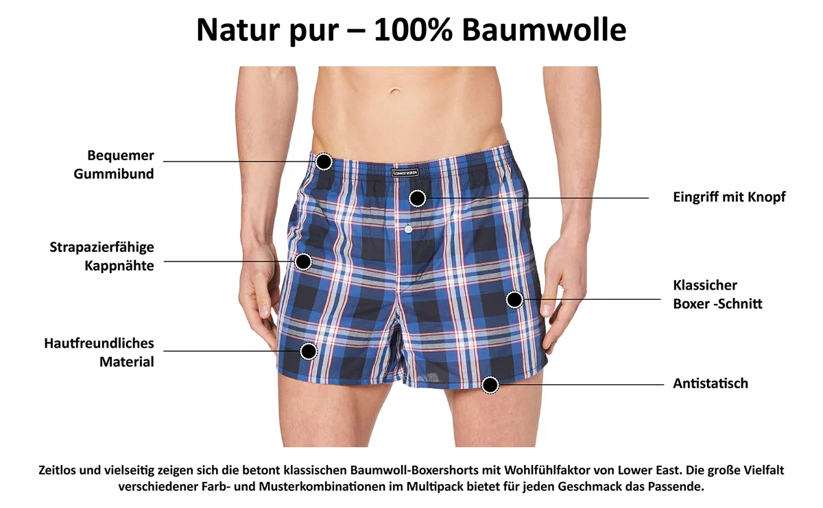 Lower East American Boxershorts Herren 10 Pack I 6 Pack aus 100% Baumwolle I Unterwäsche Herren, Unterhosen für Männer