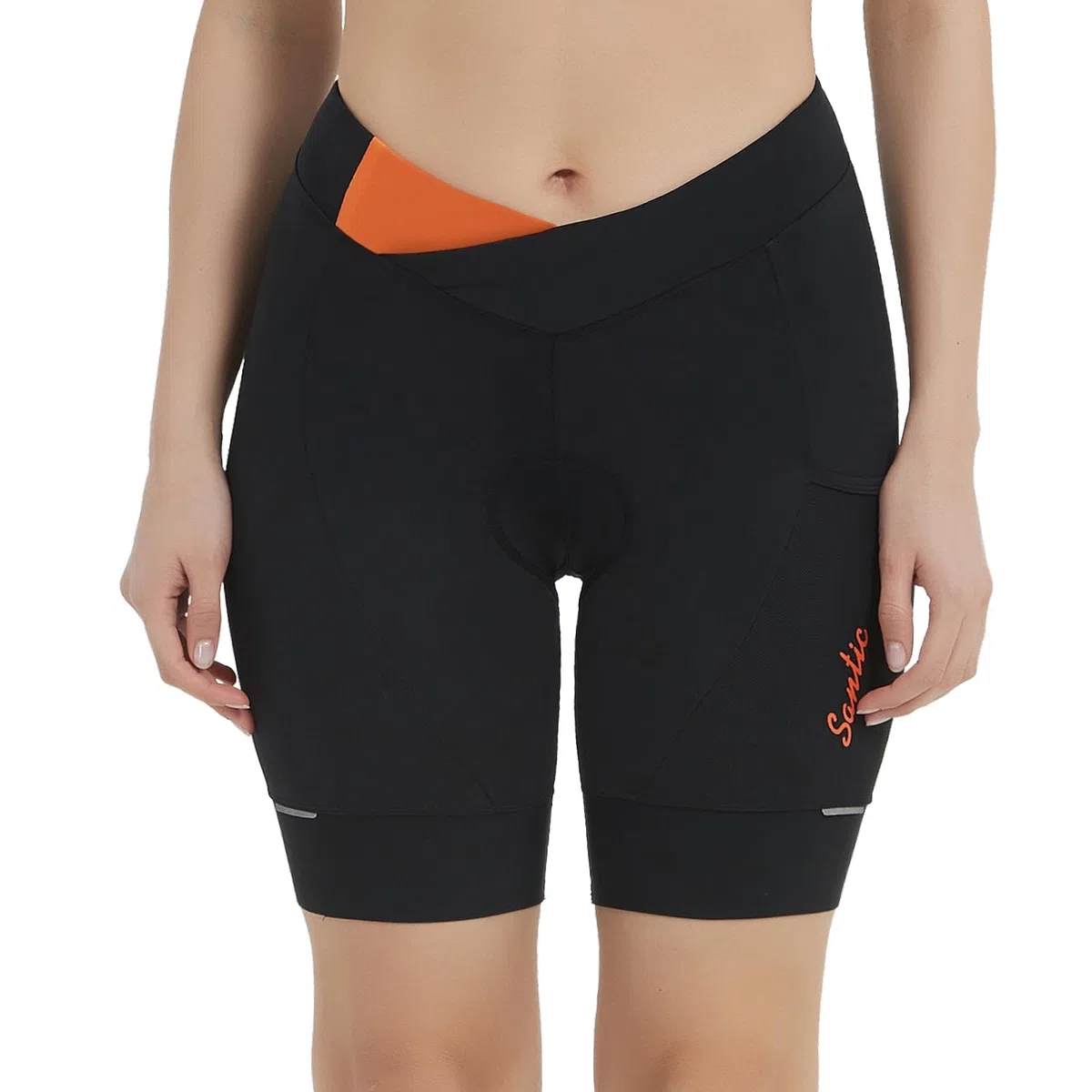 Santic Fahrradhose Damen Gepolstert Kurz Radlerhose Gepolstert Schnelltrockende mit Sitzpolster 3D breiterem dichterem Polster