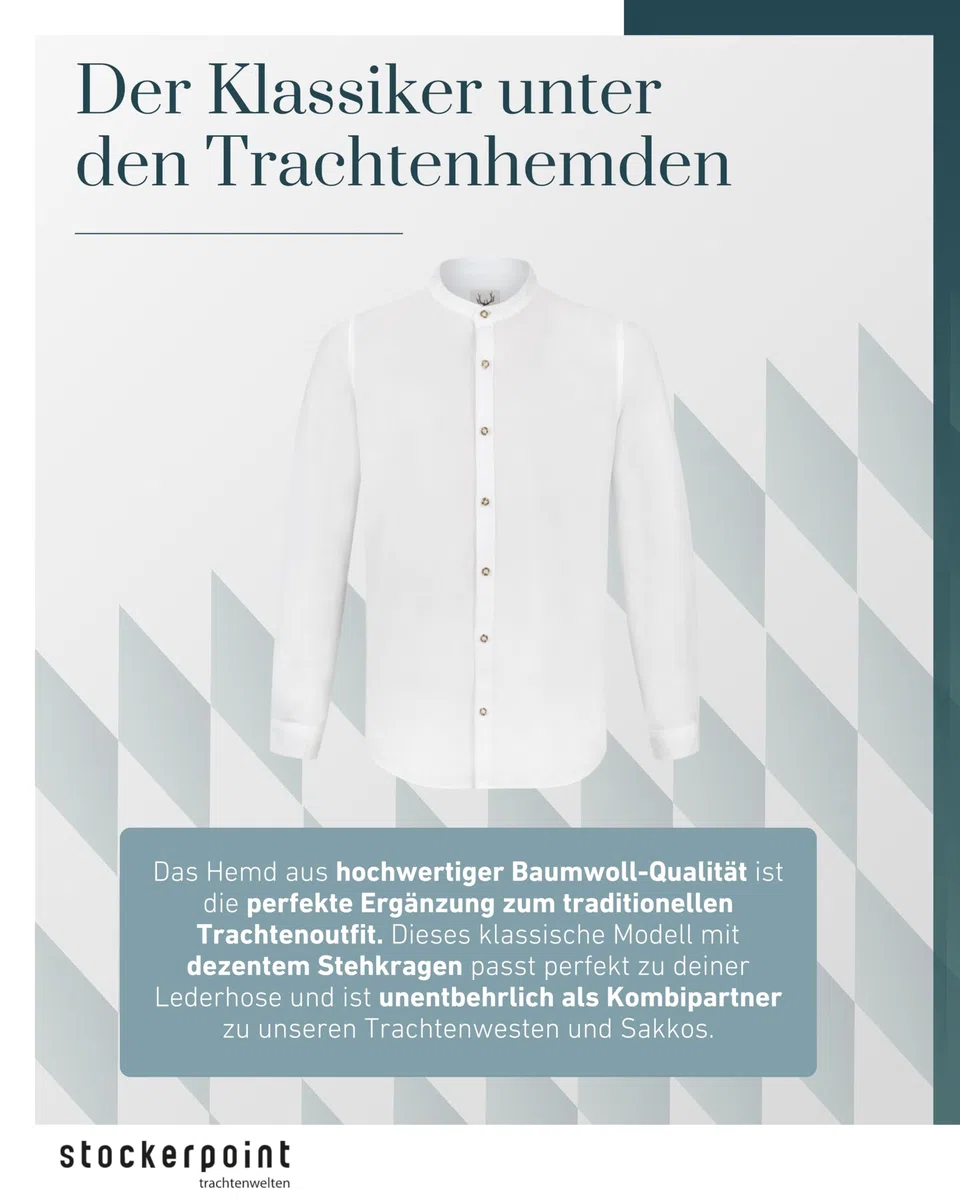 Stockerpoint Herren Trachtenhemd Friedrich I Größe S-3XL I Traditionelles & modernes Design I 100% Baumwolle I Atmungsaktiv & pflegeleicht I Perfekt für Trachten & Festlichkeiten