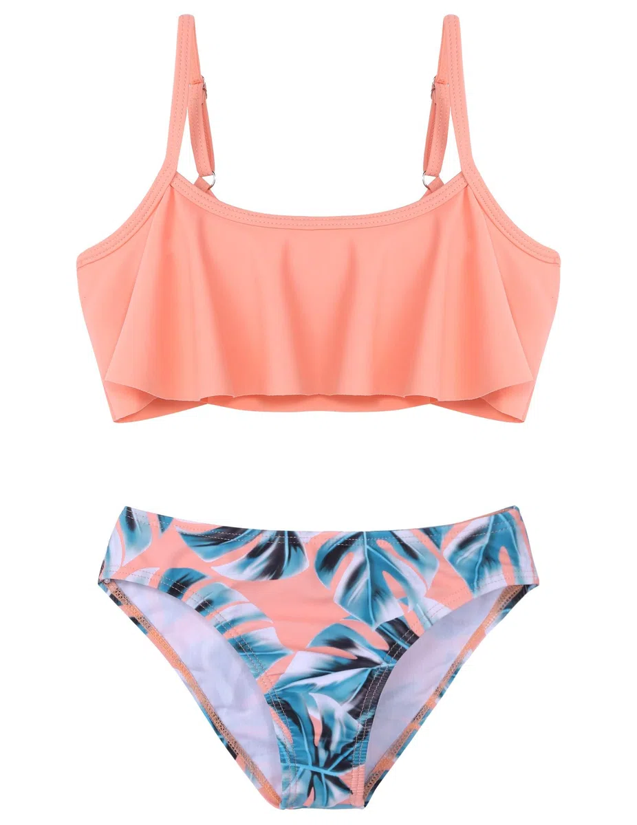 Arshiner Mädchen Bikini Set Volant Zweiteilige Badeanzüge Kinder Gerüschte Bikinislips Bademode Schwimmanzug Badebekleidung Schwimmen Badeset für Kinder 5-14 Jahre