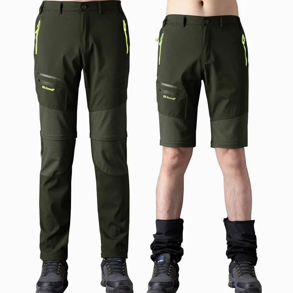 SANMIO Herren Wanderhose Zip Off Atmungsaktiv Wasserdicht Softshellhose Outdoor Funktionshose Trekkinghose Entfernbar Schnell Trockend (mit Gürtel)