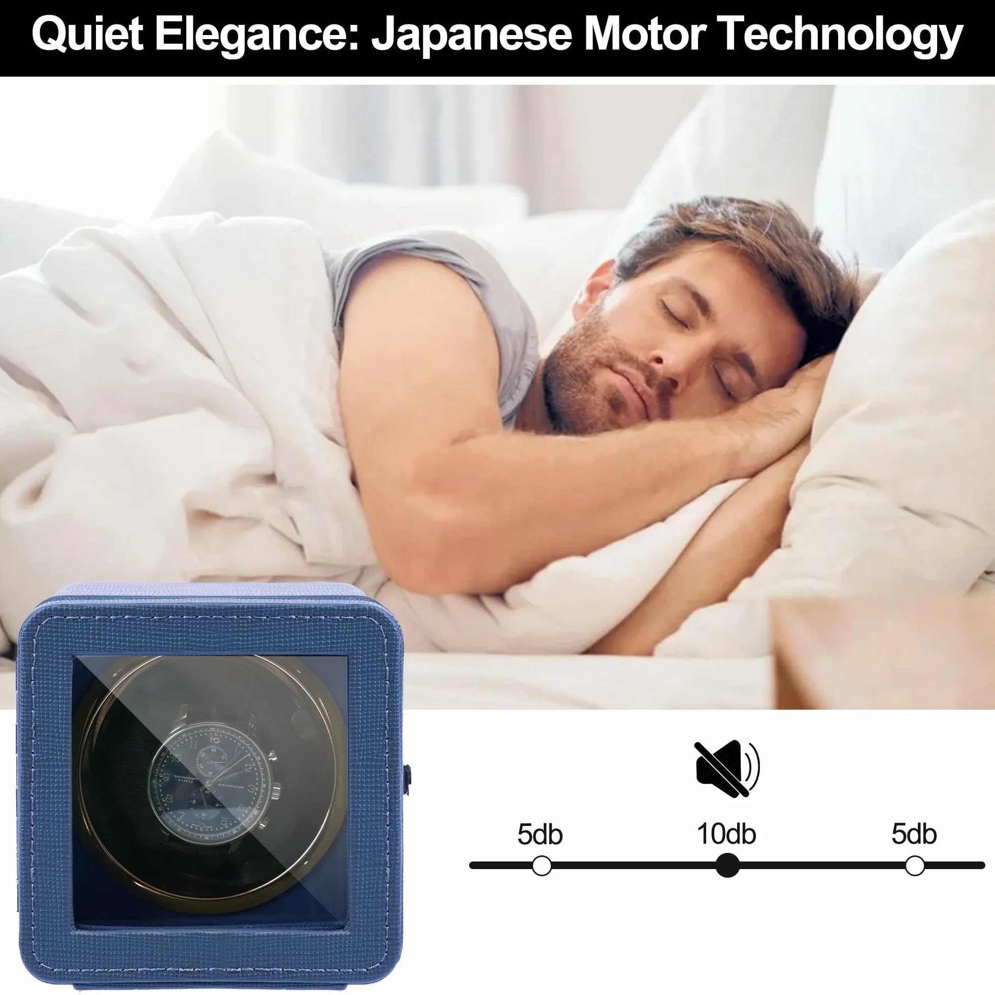 Uhrenbeweger 1 Uhren Automatik Uhrenbeweger Box für Automatikuhren USB-Ladekabel Watch Winder PU Leder Uhrengehäuse mit leisem Motor
