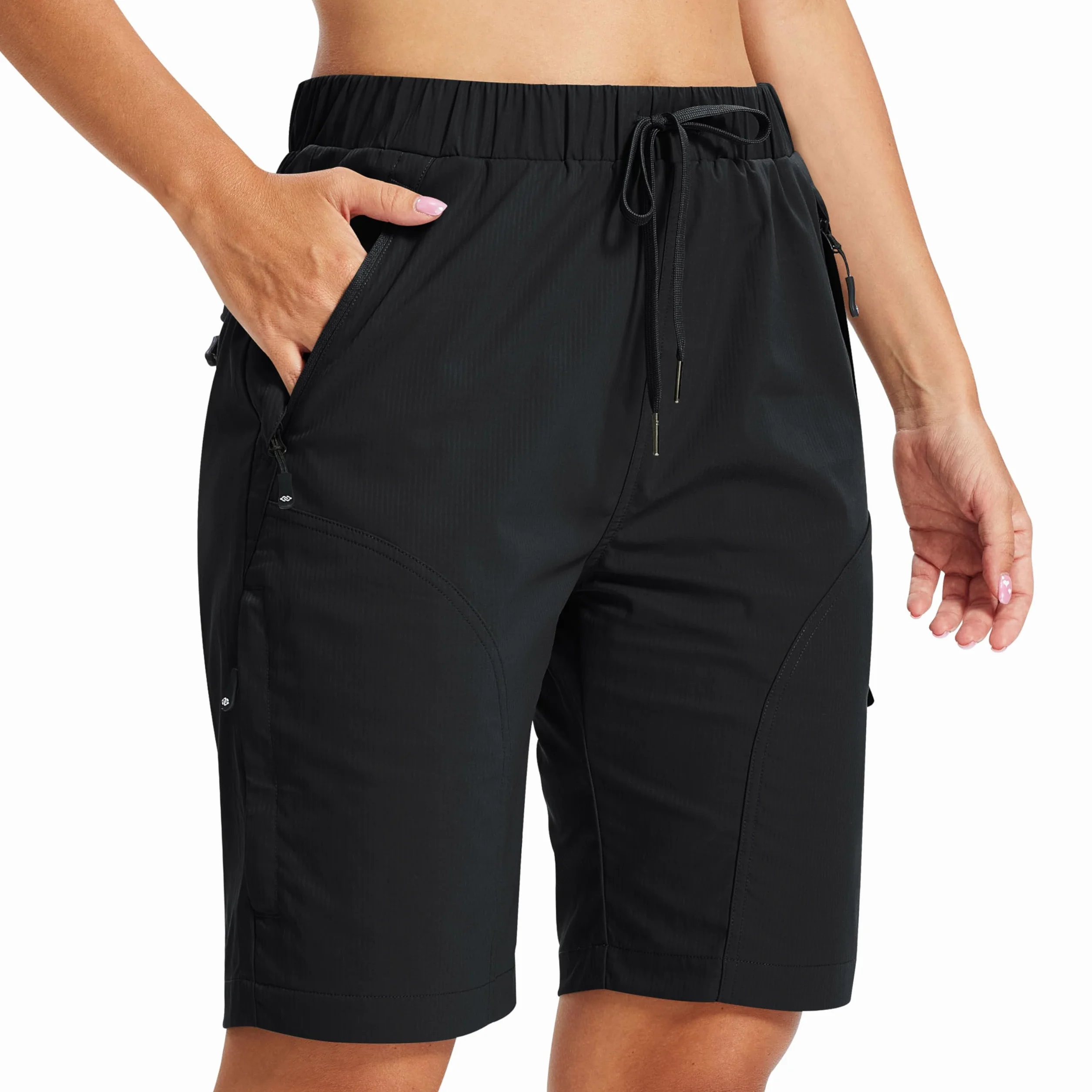 MoFiz Kurze Hose Damen Cargo-Shorts 9" Bermuda Golf-Shorts Leichte Schnelltrocken Sommer Wanderhose Reisehose Sporthose Kurz 5 Taschen