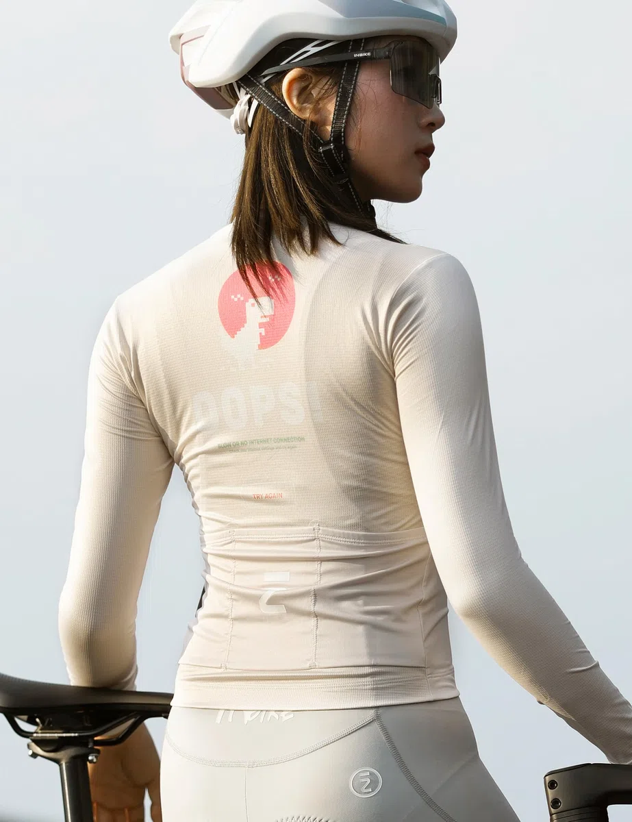 INBIKE Radtrikot Fahrradtrikot Damen Langarm mit 3 Taschen Atmungsaktiv Schnelltrocknend Fahrradsport Frauen WL535
