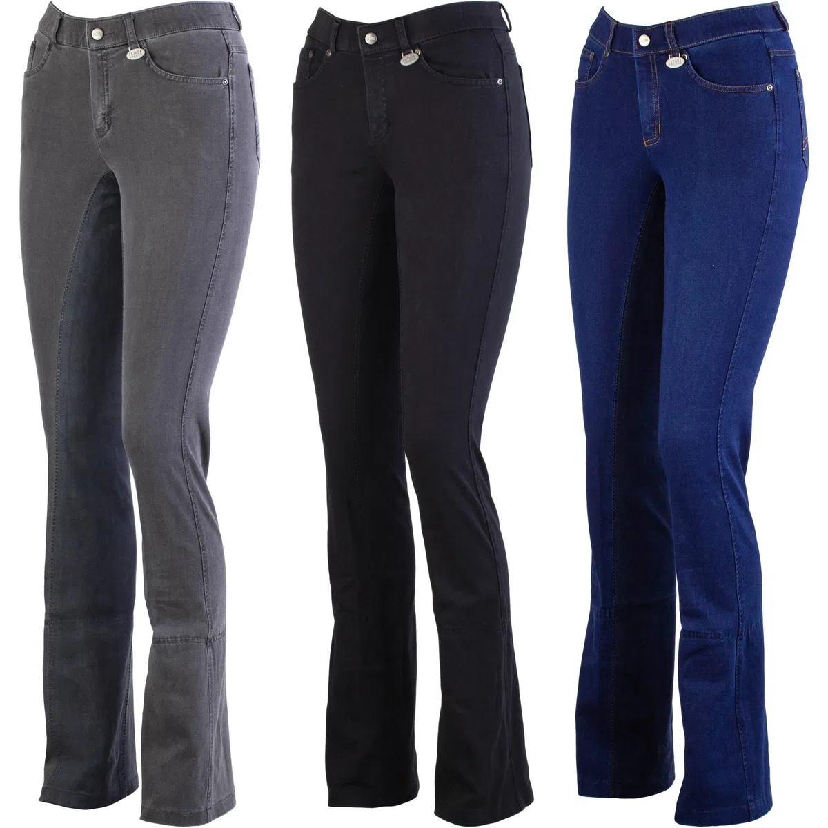 Lazura - Jodhpur Reithose für Damen Dina | Denim Reitjeans mit Vollbesatz | atmungsaktive & elastische Vollbesatzreithose | Jeans-Reithose mit 5 Taschen | Reiterhose in 3 Farben | Größe 36-46
