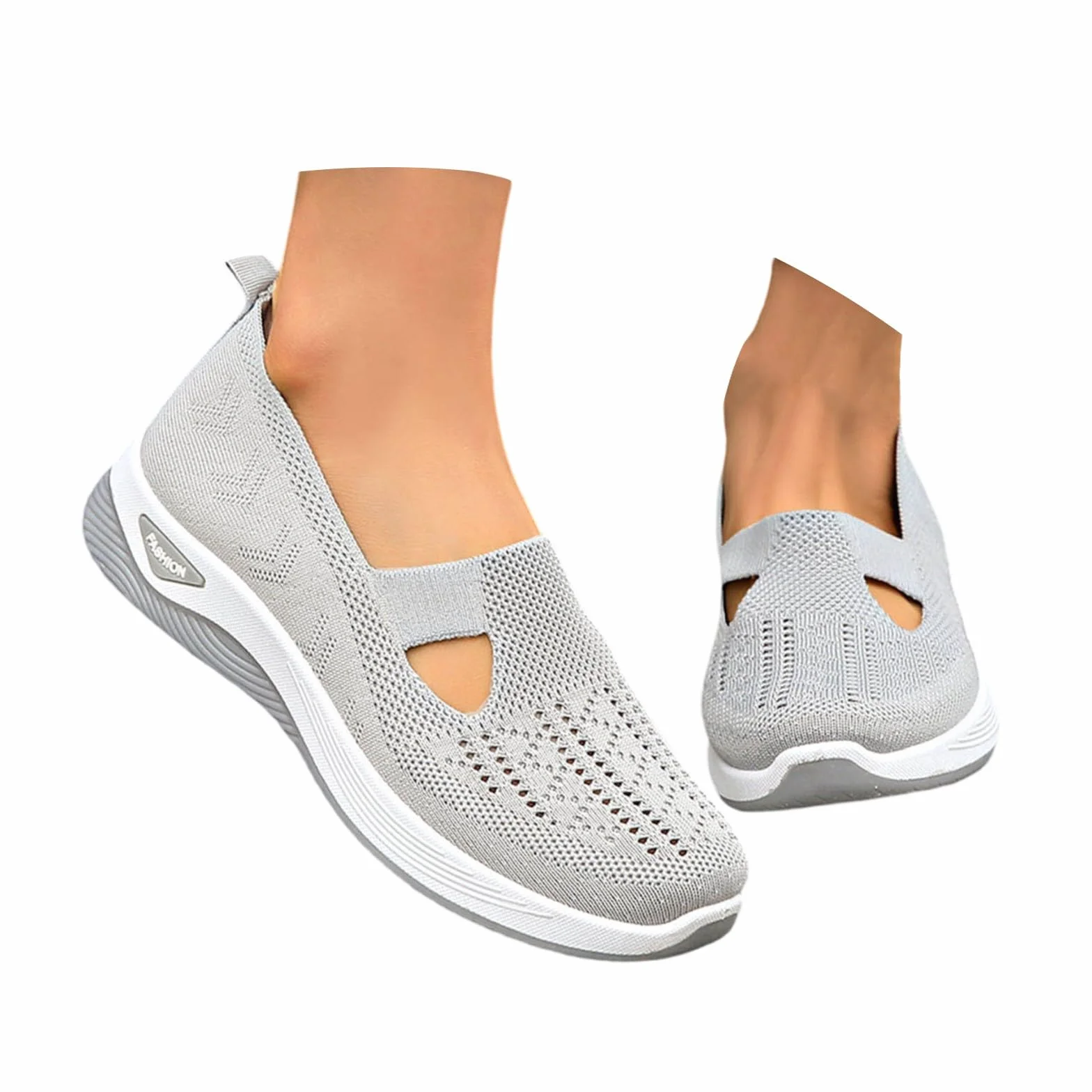 Orthopädische Schuhe Damen Slip on Sneaker Frauen Gewebt Atmungsaktiv Turnschuhe Leicht Laufschuhe Sportschuhe Bequeme Schlupfschuhe Walkingschuhe Arch Support Schuhe