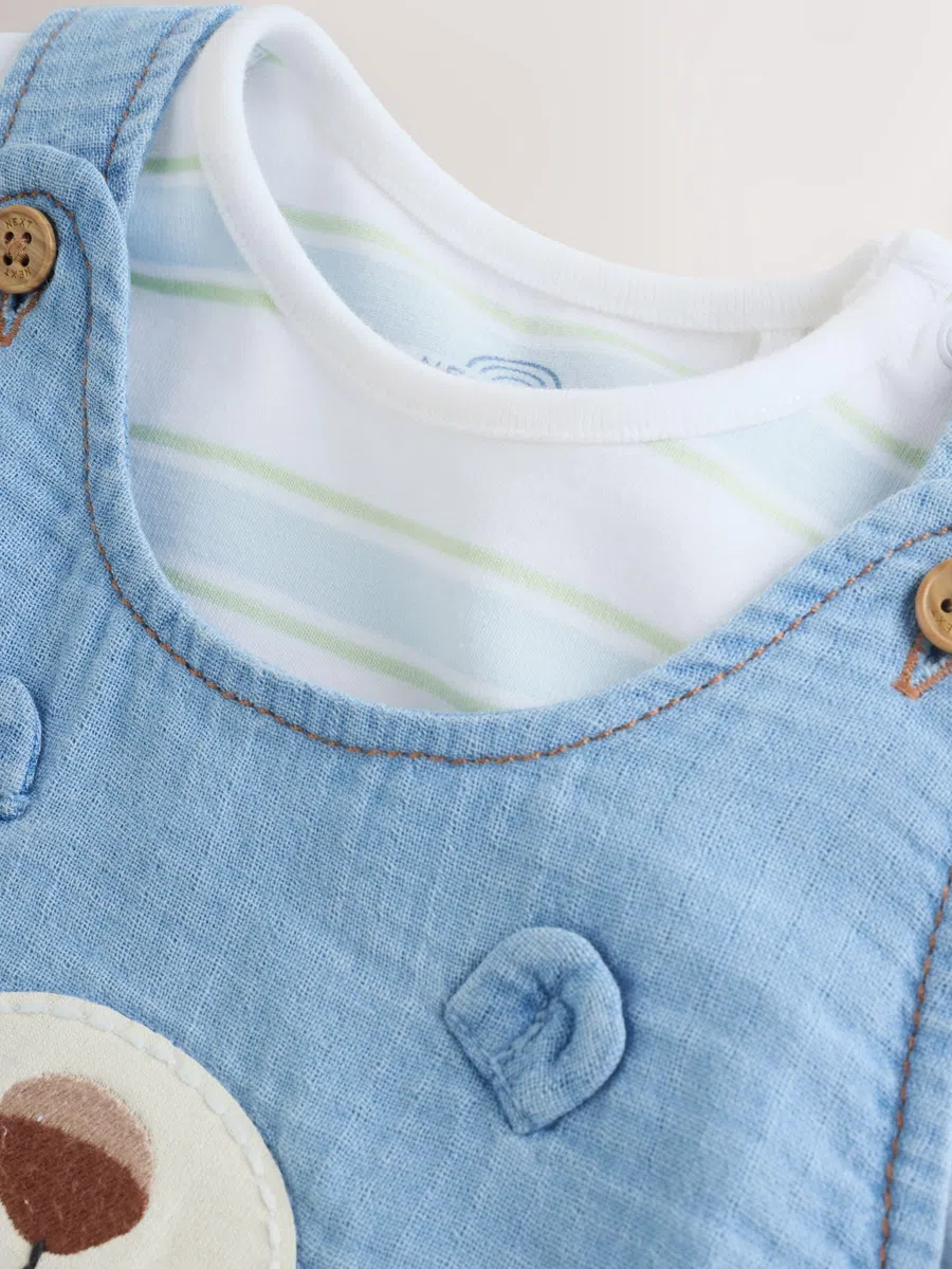 NEXT Baby Jungen Baby Latzhose aus Webmaterial und Bodysuit im Set