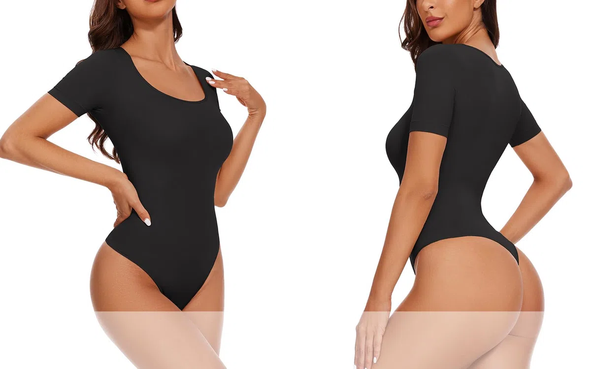 KSKshape Shapewear Damen Body Kurzarm Body Shaper Damen Bauchweg T-shirts Body Runde kragen Bodysuit