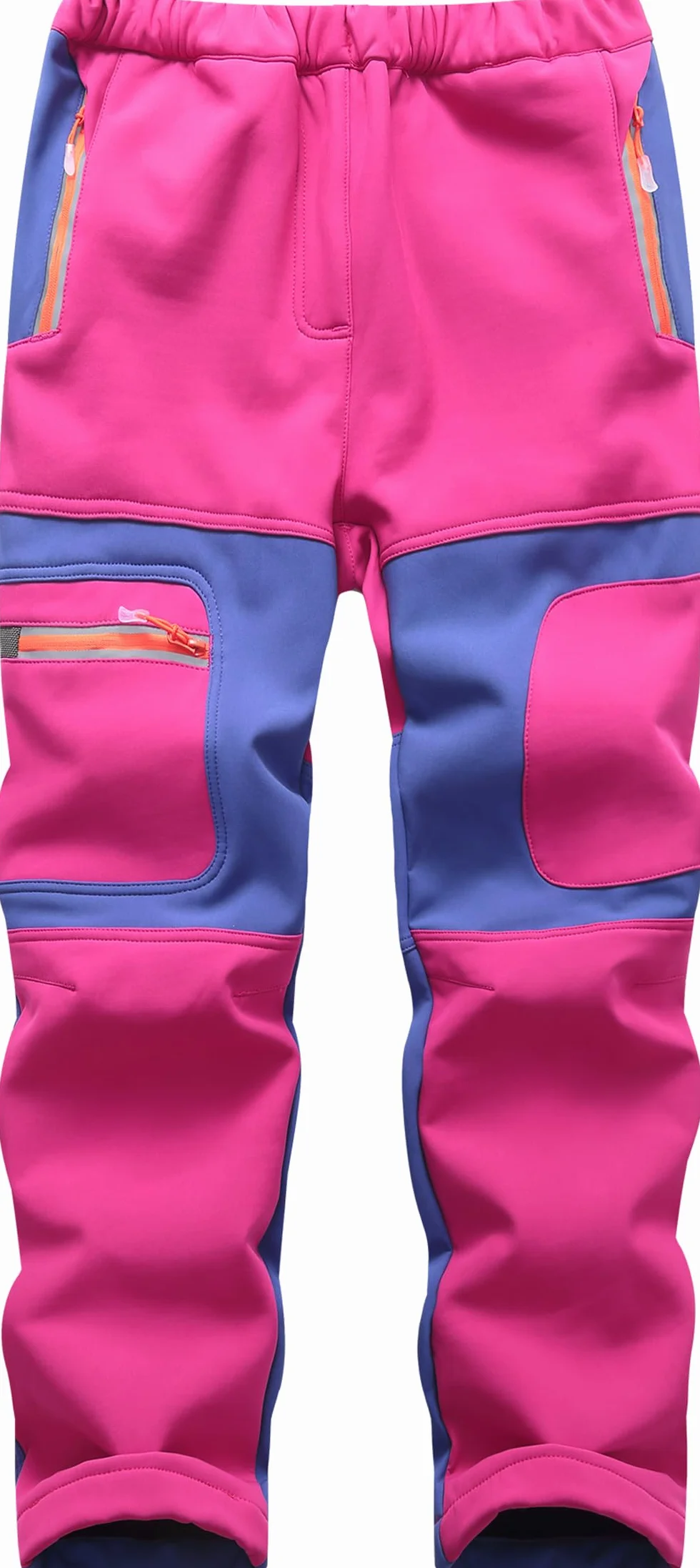 Kinder Softshellhose Skihose Gefüttert Wasserdicht Thermohose Warm Winter Winddicht Schneehose Wanderhose für Jungen Mädchen KZ6056-Pink-110-116