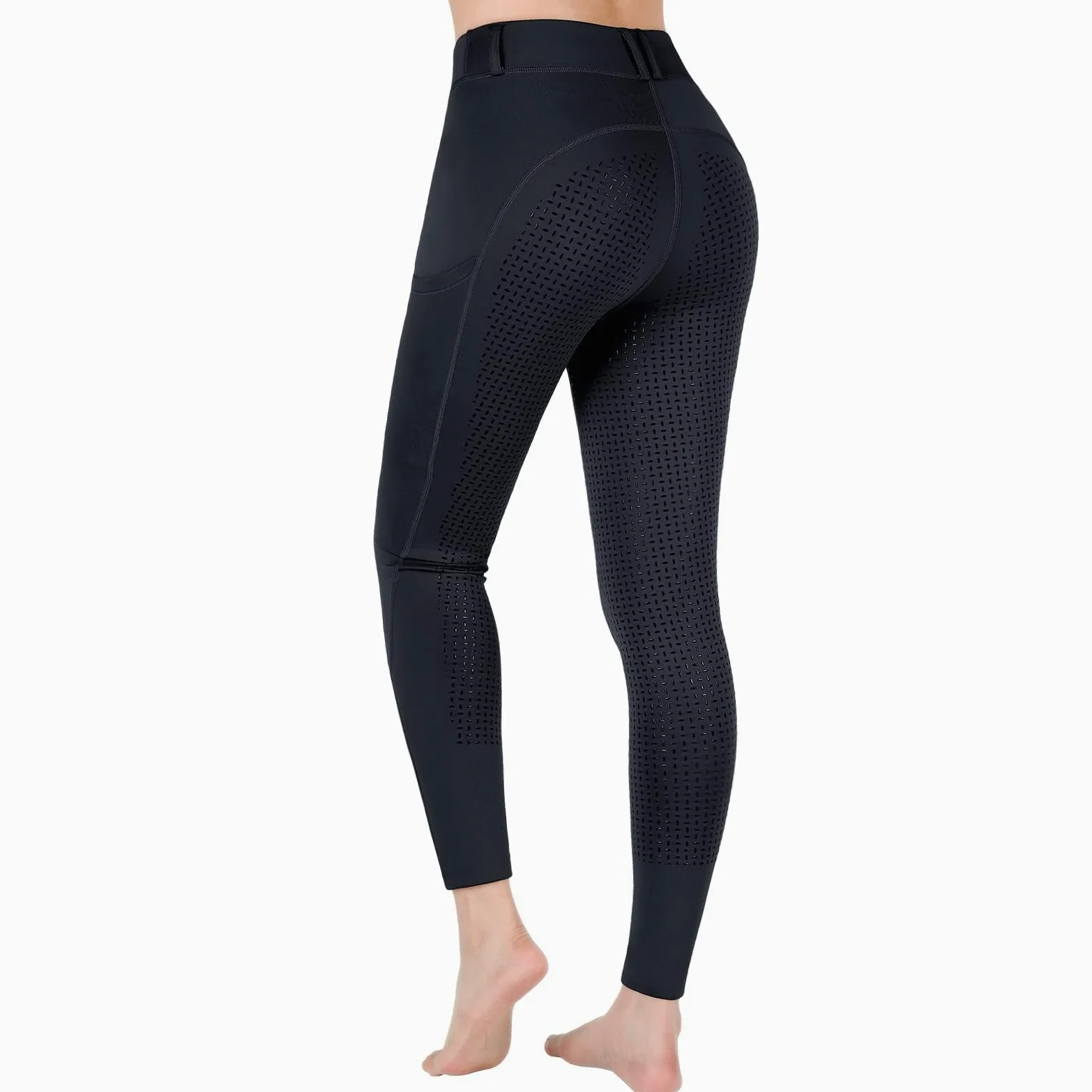 beroy Kinder Reithose Vollbesatz mit Silikon Reitleggings Mädchen mit Gürtelschlaufen und Handytasche