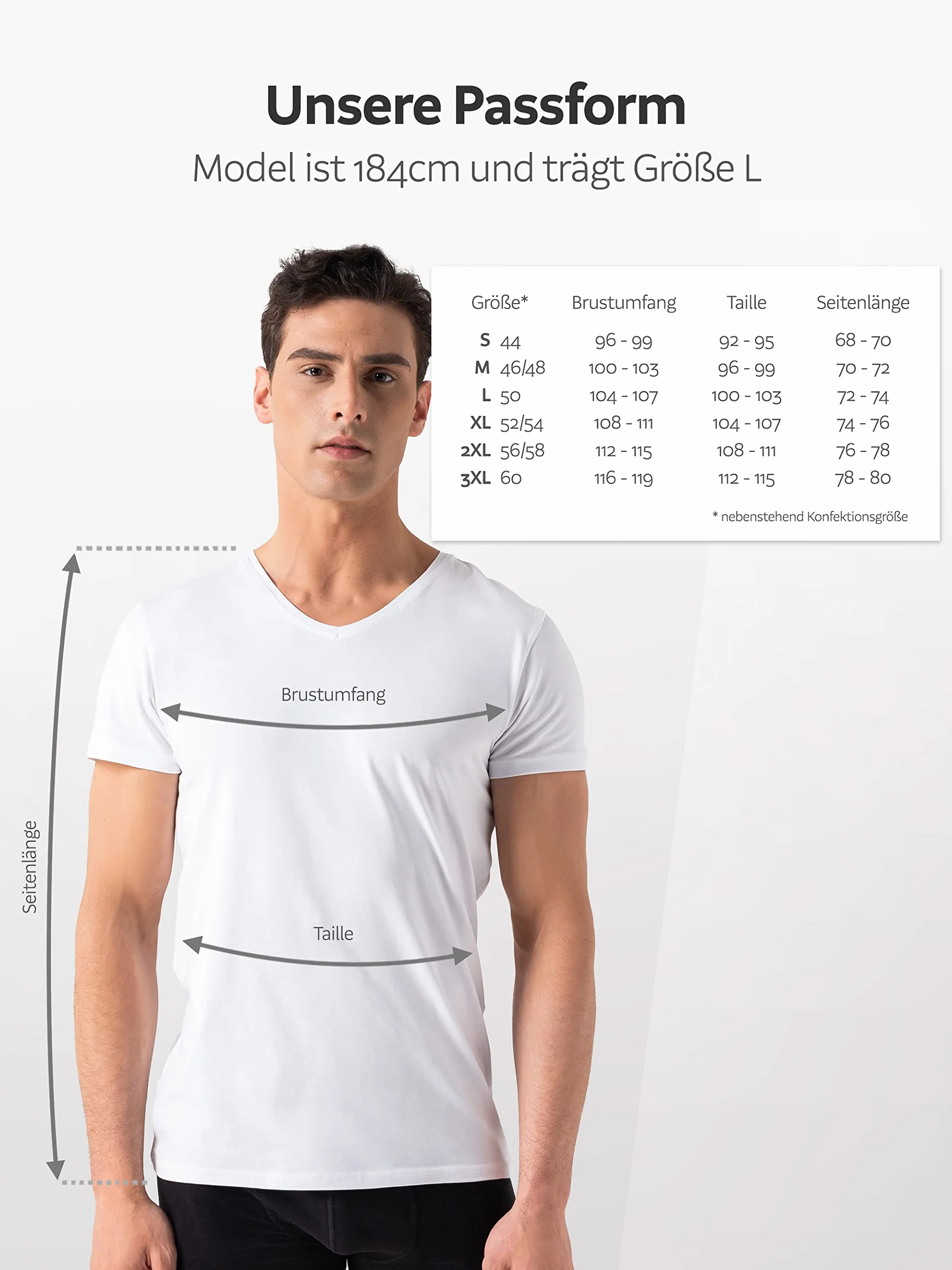 Burnell & Son Herren T-Shirt 3er Pack V-Ausschnitt Unterhemd Herren - Stretch - Kurzarm Shirt Männer aus Baumwolle Basic Slim Fit