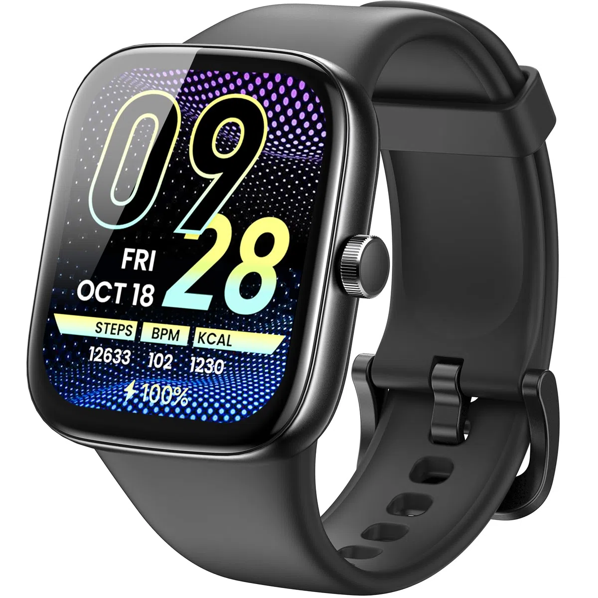 TOZO S7 Smartwatch Damen Herren, 1.85” AMOLED HD Screen Sportuhr mit Bluetooth Anruf, Fitnessuhr mit 100 Sportmodi, Herzfrequenz SchlafMonitor Schrittzähler, IP68 Wasserdicht für Android iOS - Schwarz