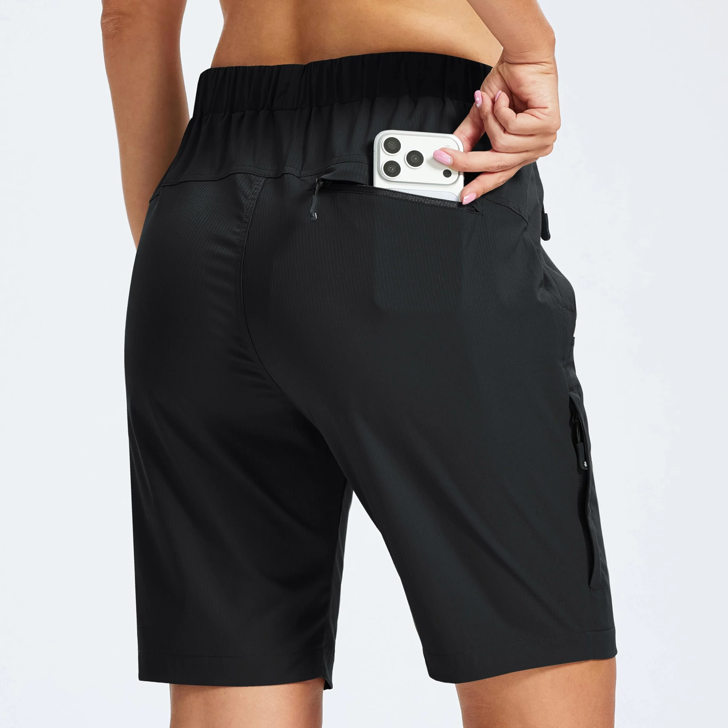 MoFiz Kurze Hose Damen Cargo-Shorts 9" Bermuda Golf-Shorts Leichte Schnelltrocken Sommer Wanderhose Reisehose Sporthose Kurz 5 Taschen