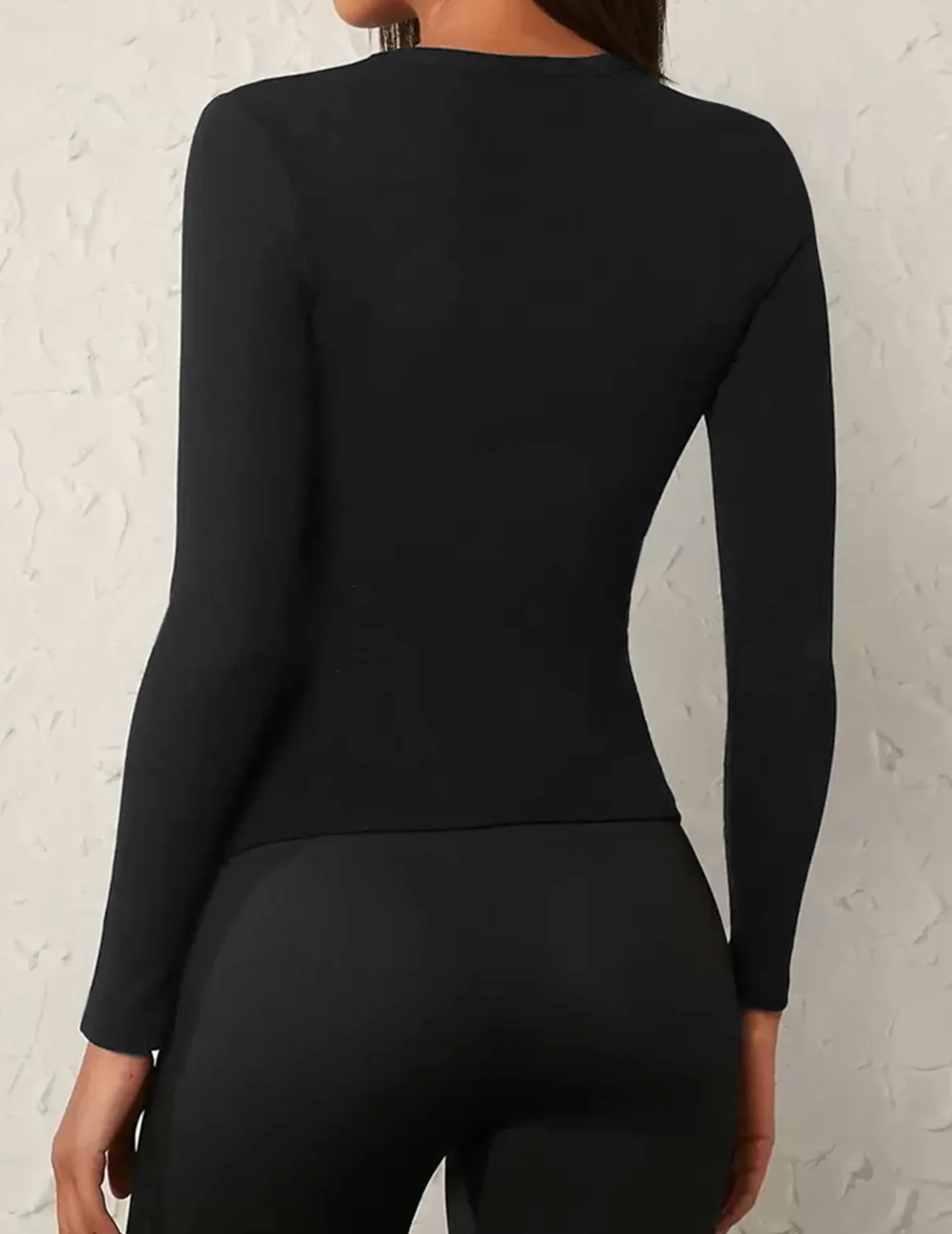 Ekouaer Basic Langarmshirt Damen Rundhlas Unterhemd Layer Tee Warm Thermo Oberteil Einfarbig