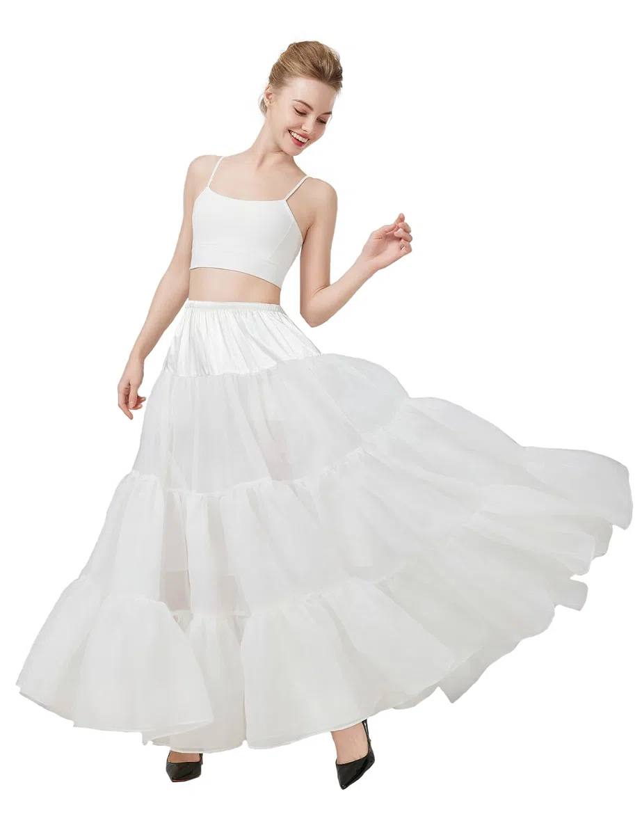 BEAUTELICATE Petticoat Unterrock Lang Tüll Reifrock A Linie 50er Jahre Petticoat Crinoline für Hochzeit Brautkleid Rockabilly Kleid Karneval Halloween S-XXL