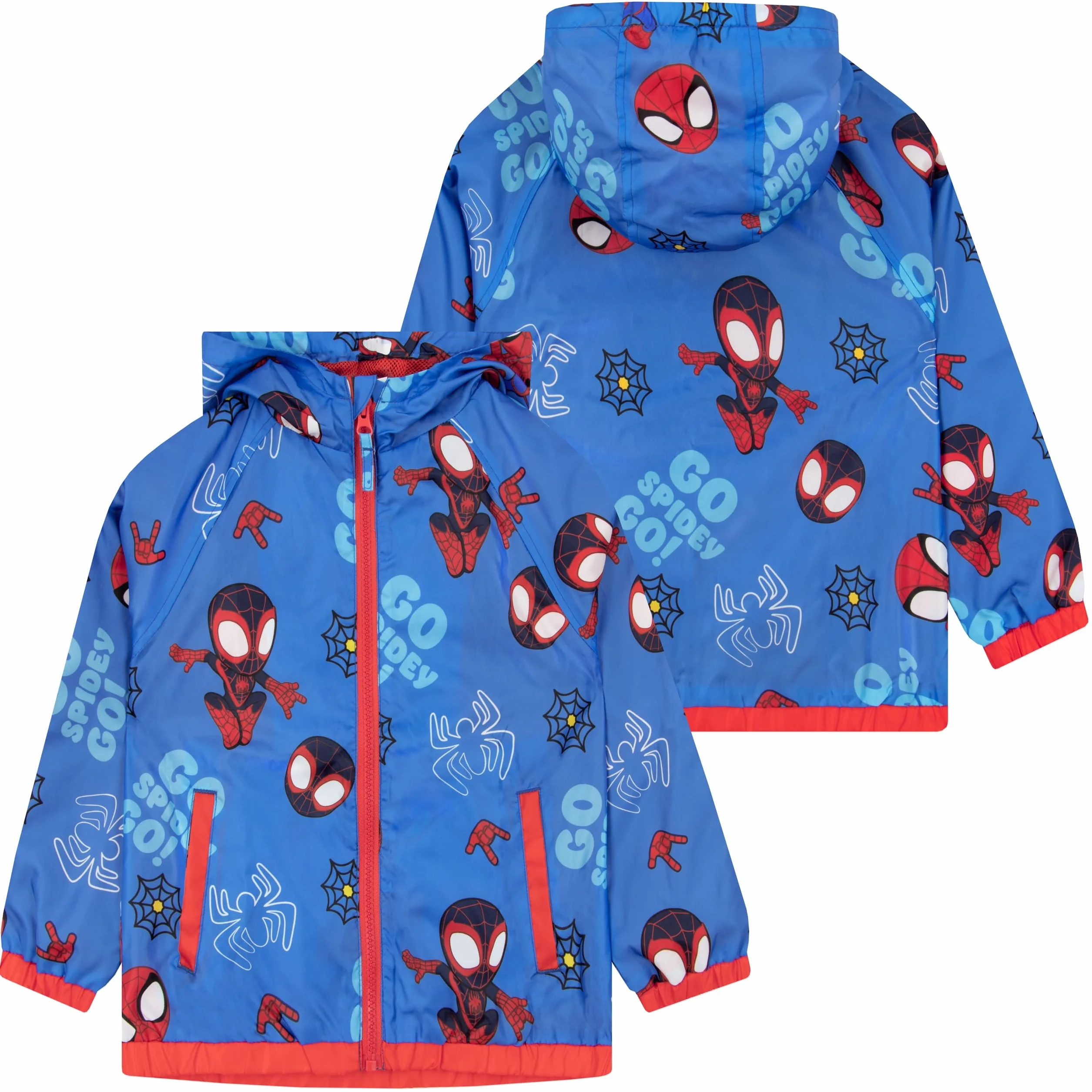 Marvel Regenmantel Kinde, Regenjacke Kinder Mit Kapuze, Spidey And His Amazing Friends Jacke Jungen