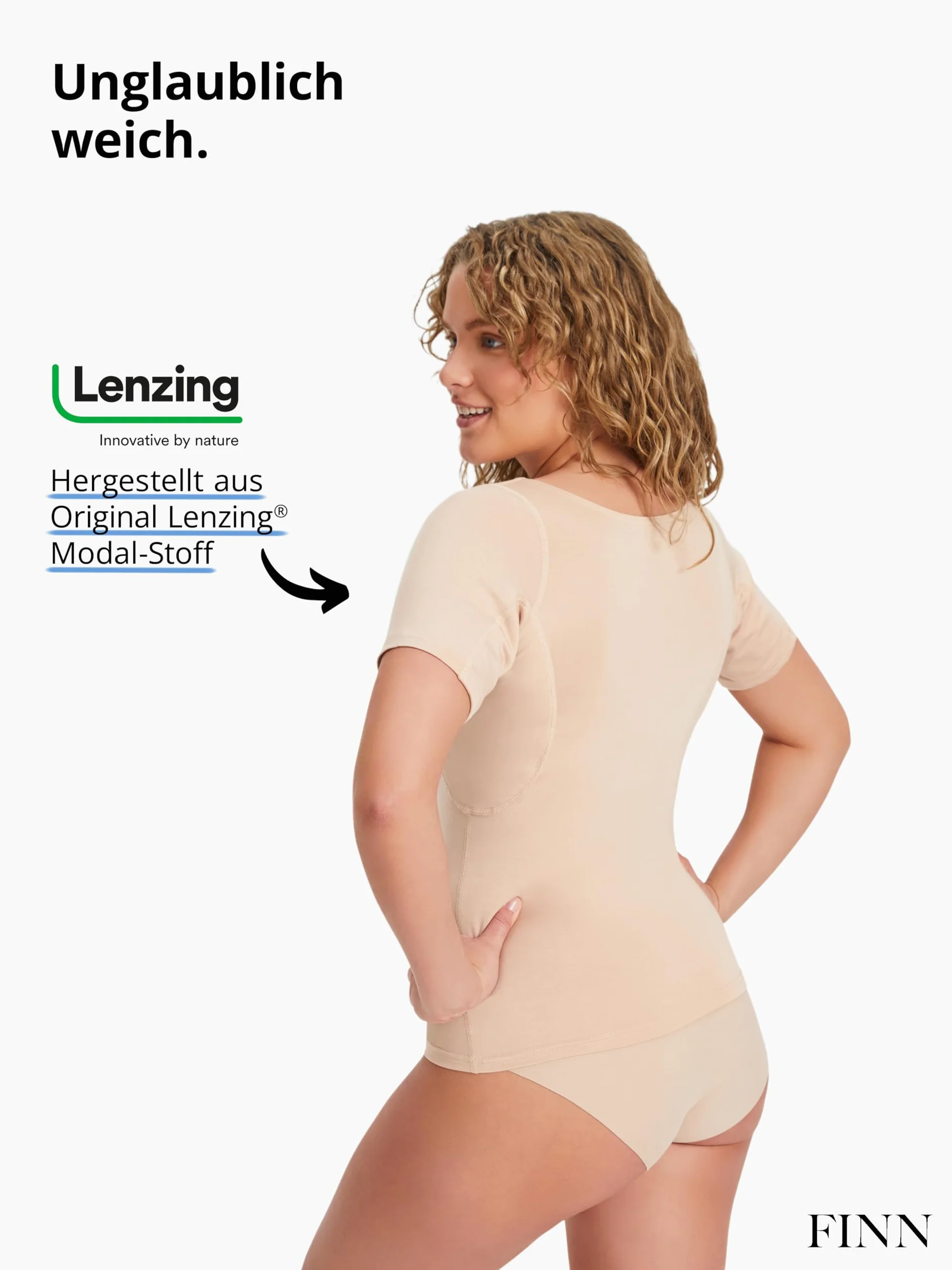 FINN Anti-Schweiß Shirt Damen mit integrierten Achselpads gegen Starkes Schwitzen - Anti-Schweiß Unterhemd mit garantiertem Schutz vor Schweißflecken und Schweißgeruch