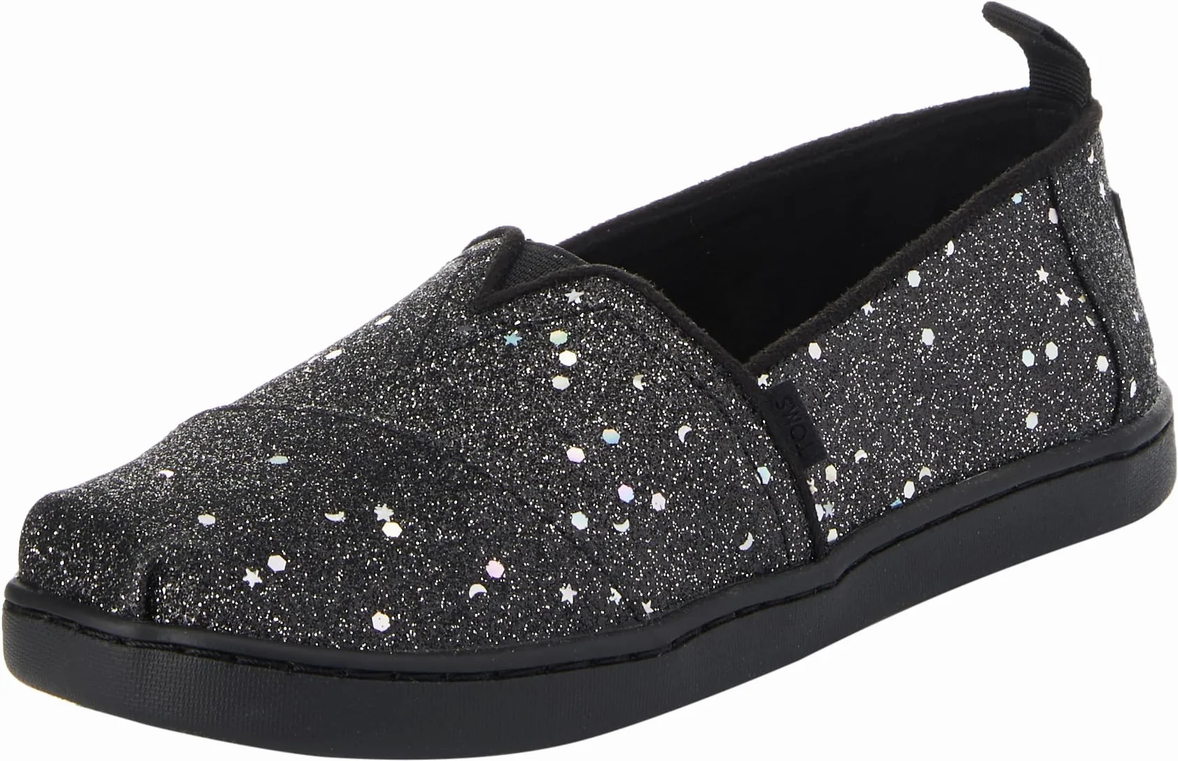 TOMS Youth Girl's Classic Alpargata Espadrille Loafer Flat, Black Cosmic Glitter, 5 UK