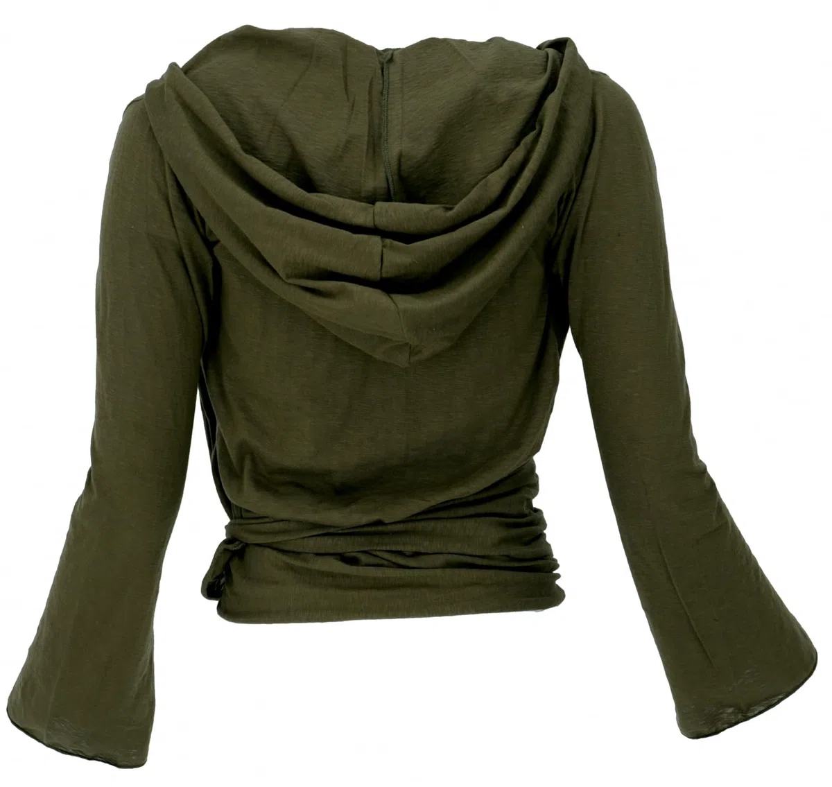 GURU SHOP Wickelshirt, Yogashirt, Langarmshirt mit Trompetenärmeln, Damen